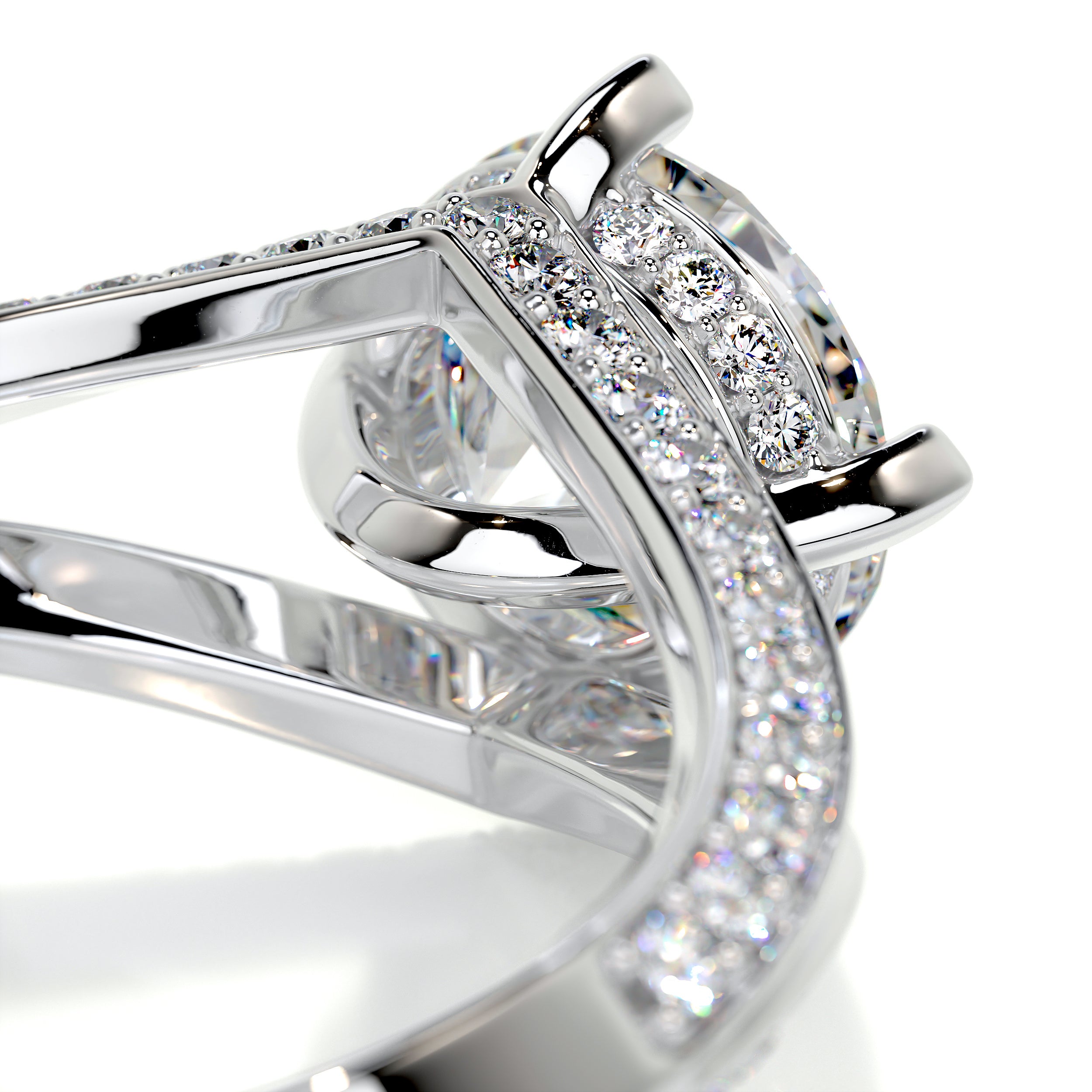 Harlow Moissanite & Diamond Ring -14K White Gold