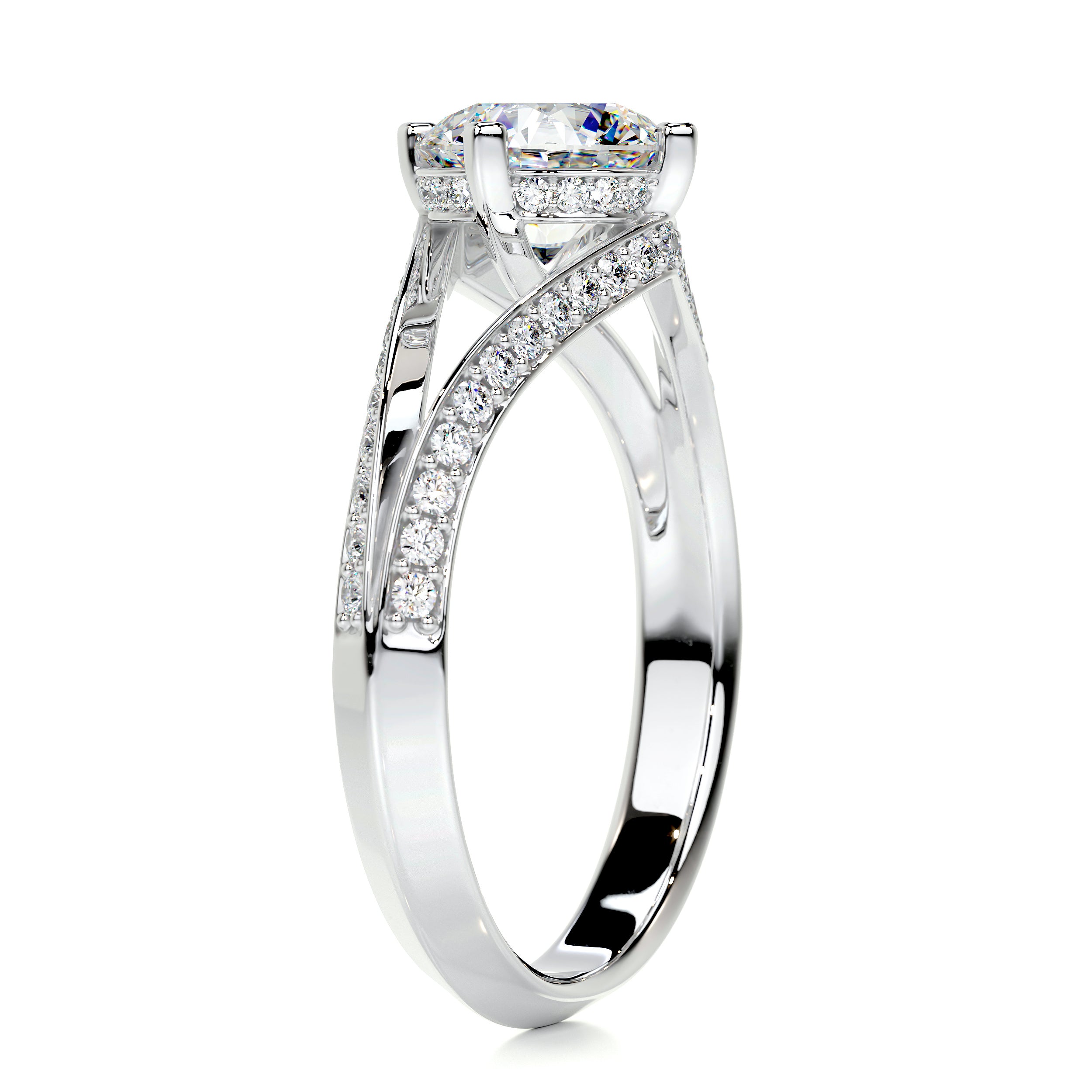 Harlow Moissanite & Diamond Ring -14K White Gold