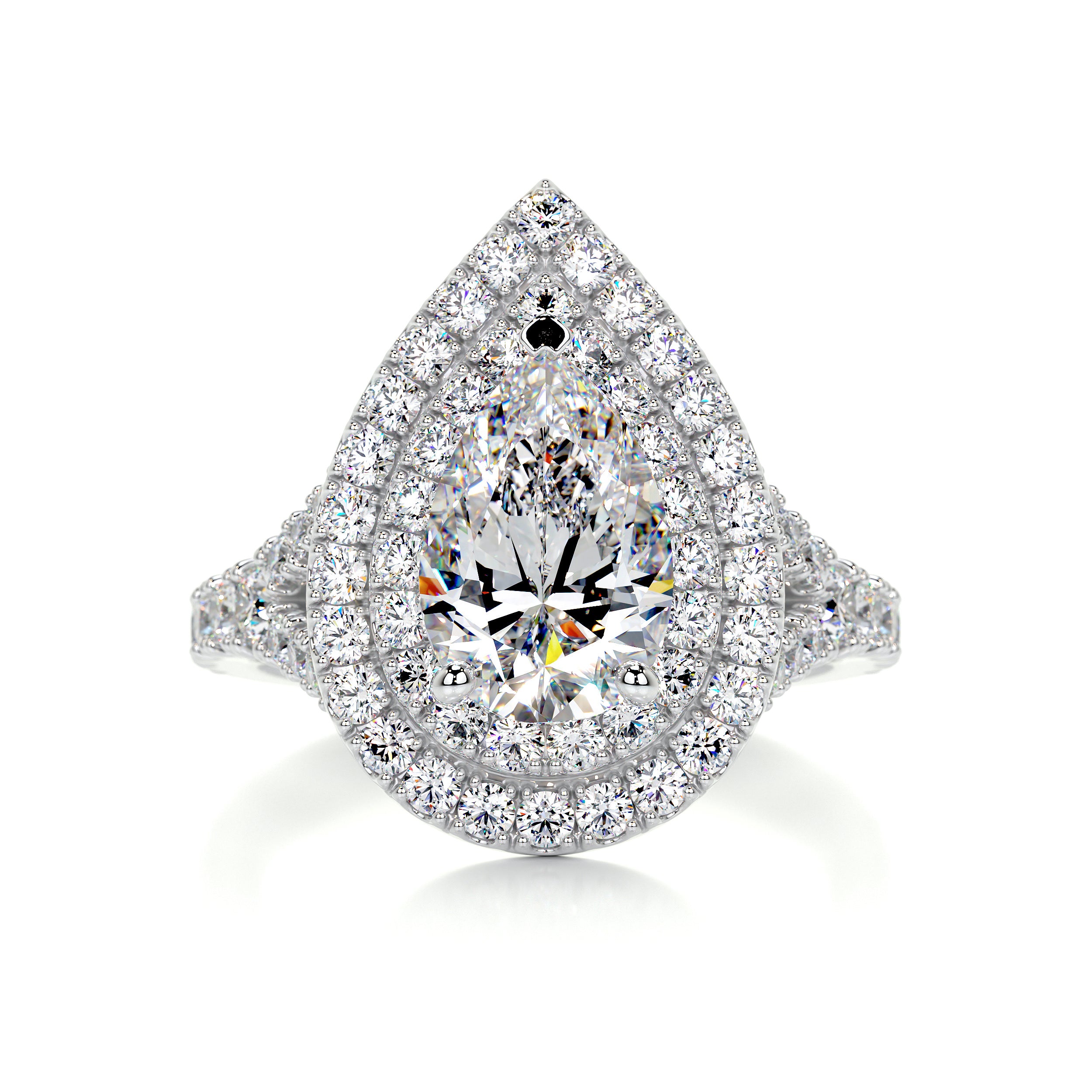 Melanie Moissanite & Diamond Ring -18K White Gold