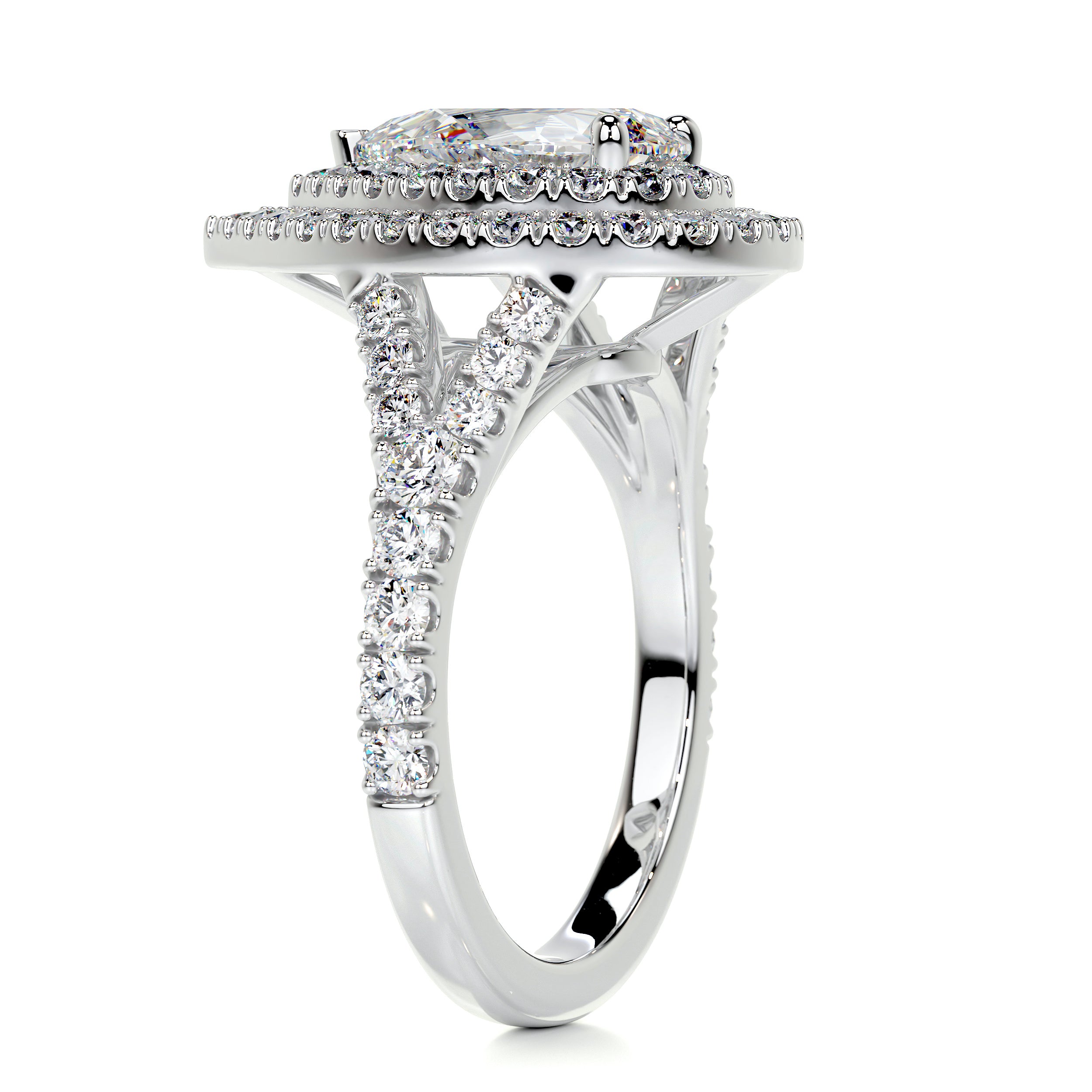 Melanie Moissanite & Diamond Ring -18K White Gold