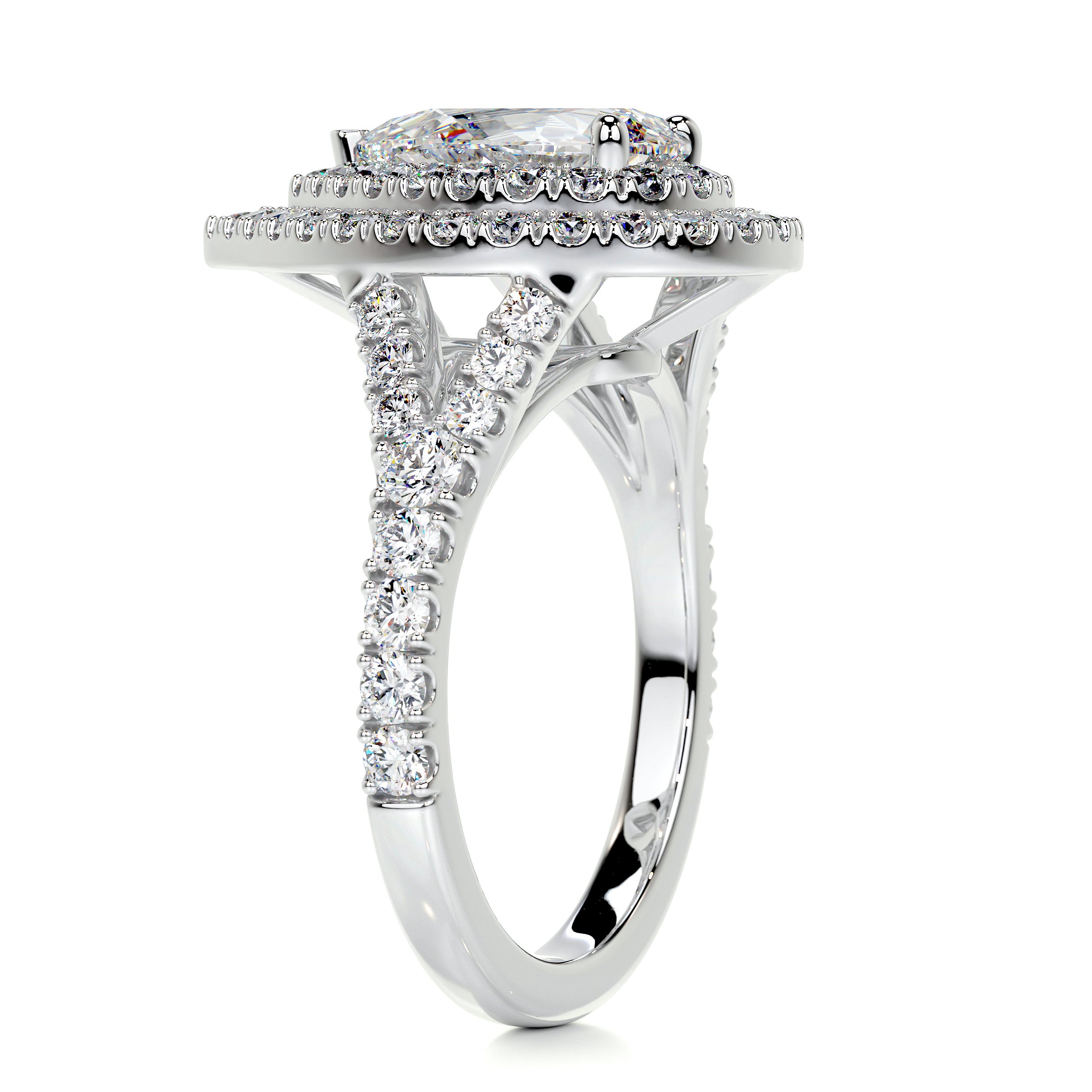 Melanie Moissanite & Diamonds Ring -14K White Gold