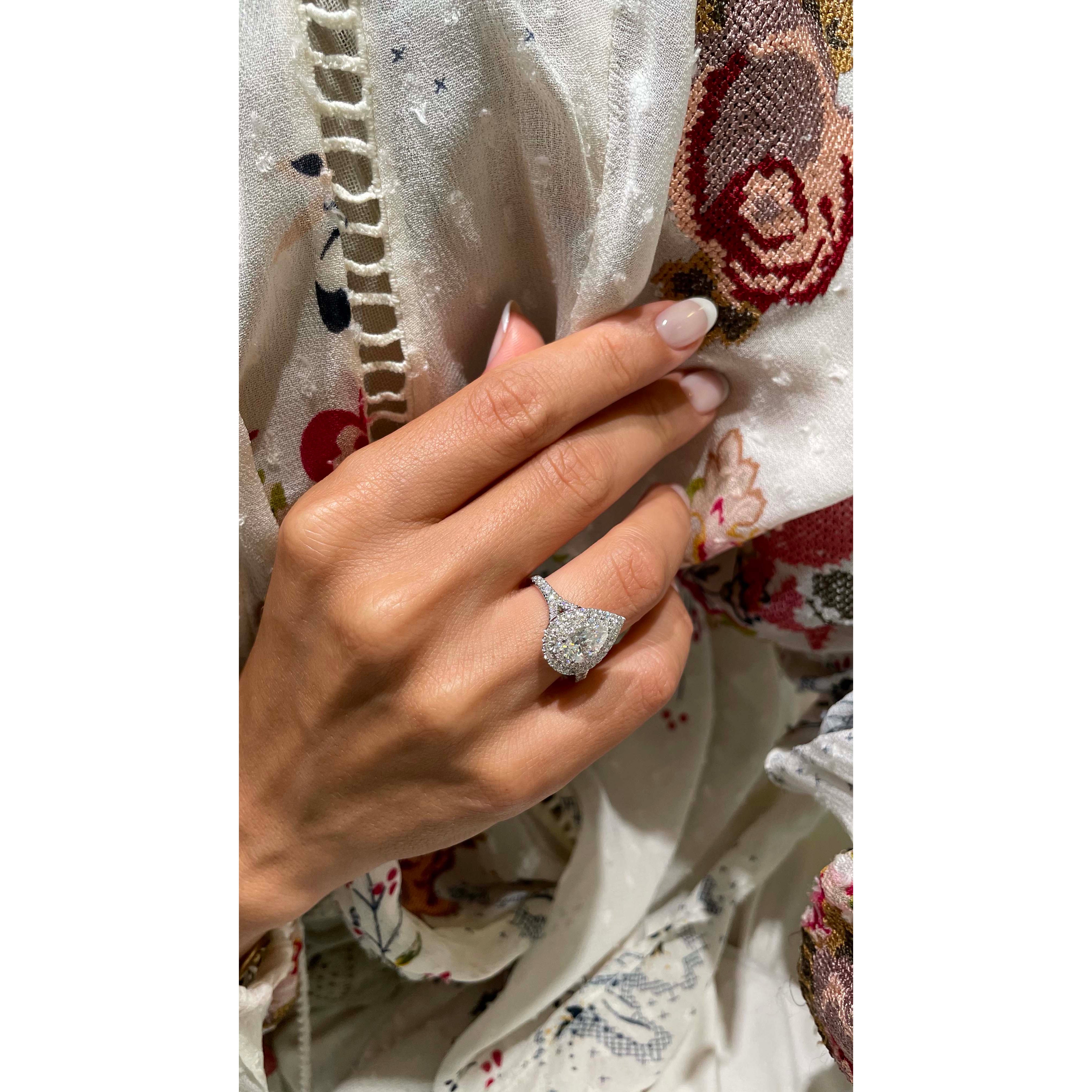 Melanie Moissanite & Diamond Ring -14K White Gold