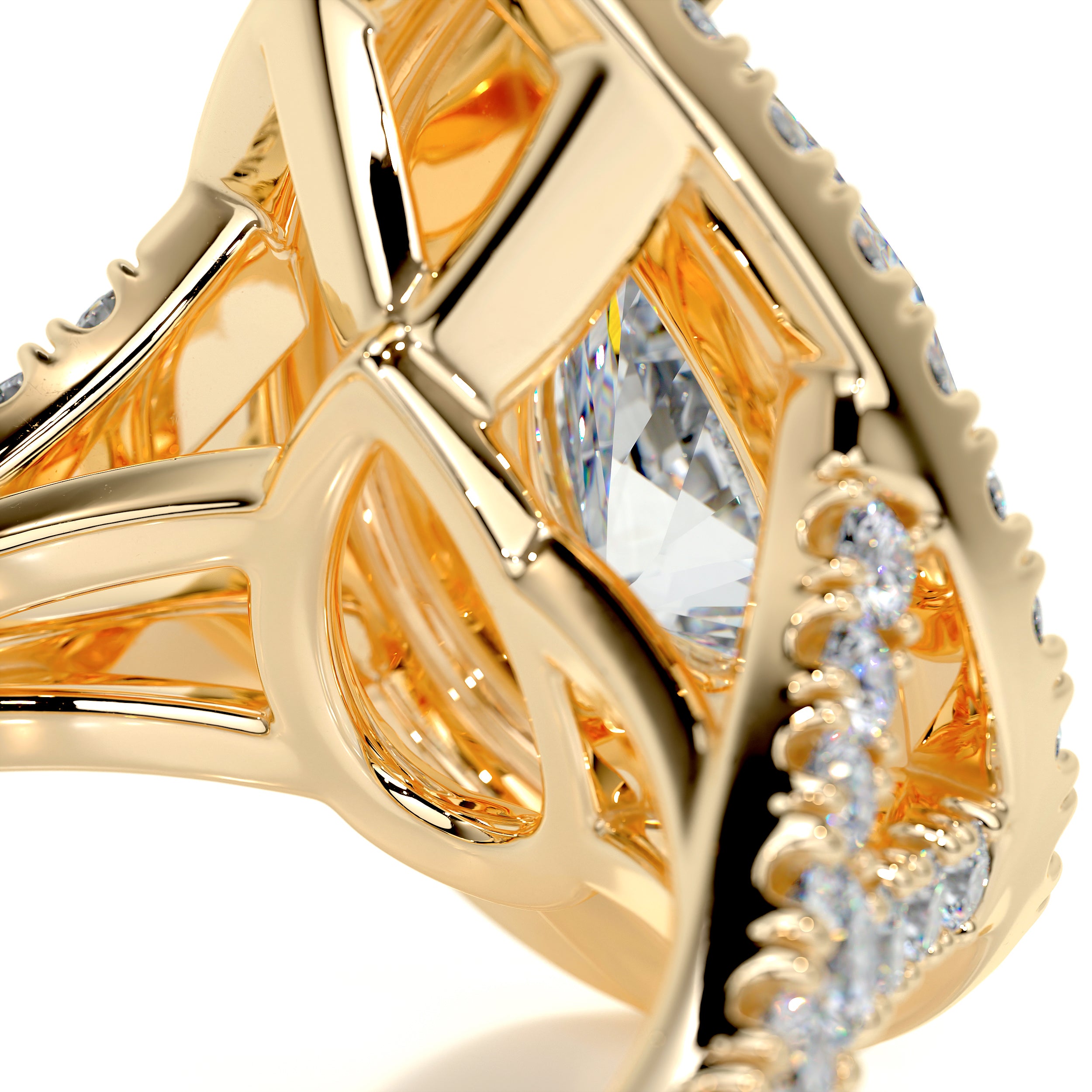 Melanie Moissanite & Diamonds Ring -18K Yellow Gold