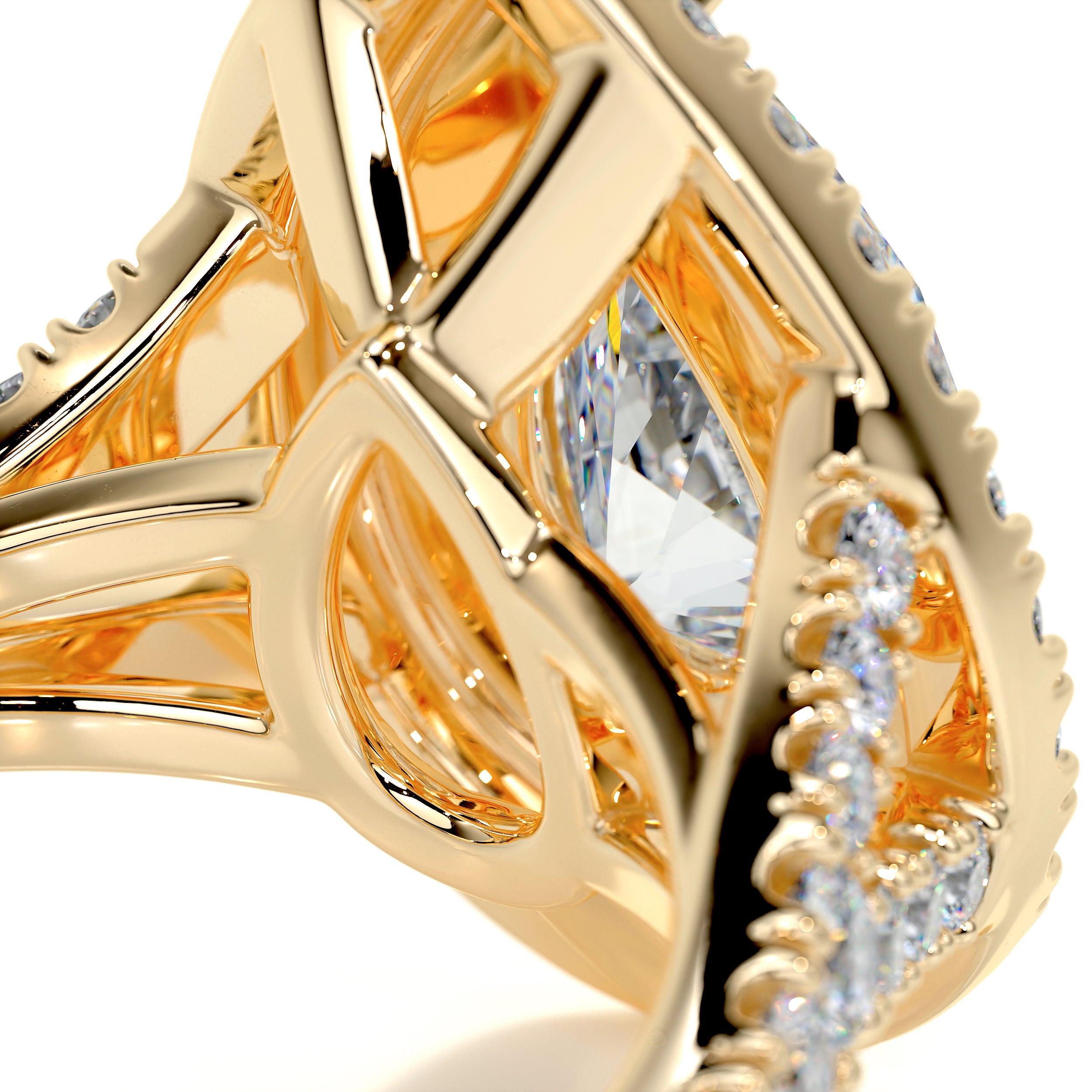 Melanie Moissanite & Diamond Ring -18K Yellow Gold