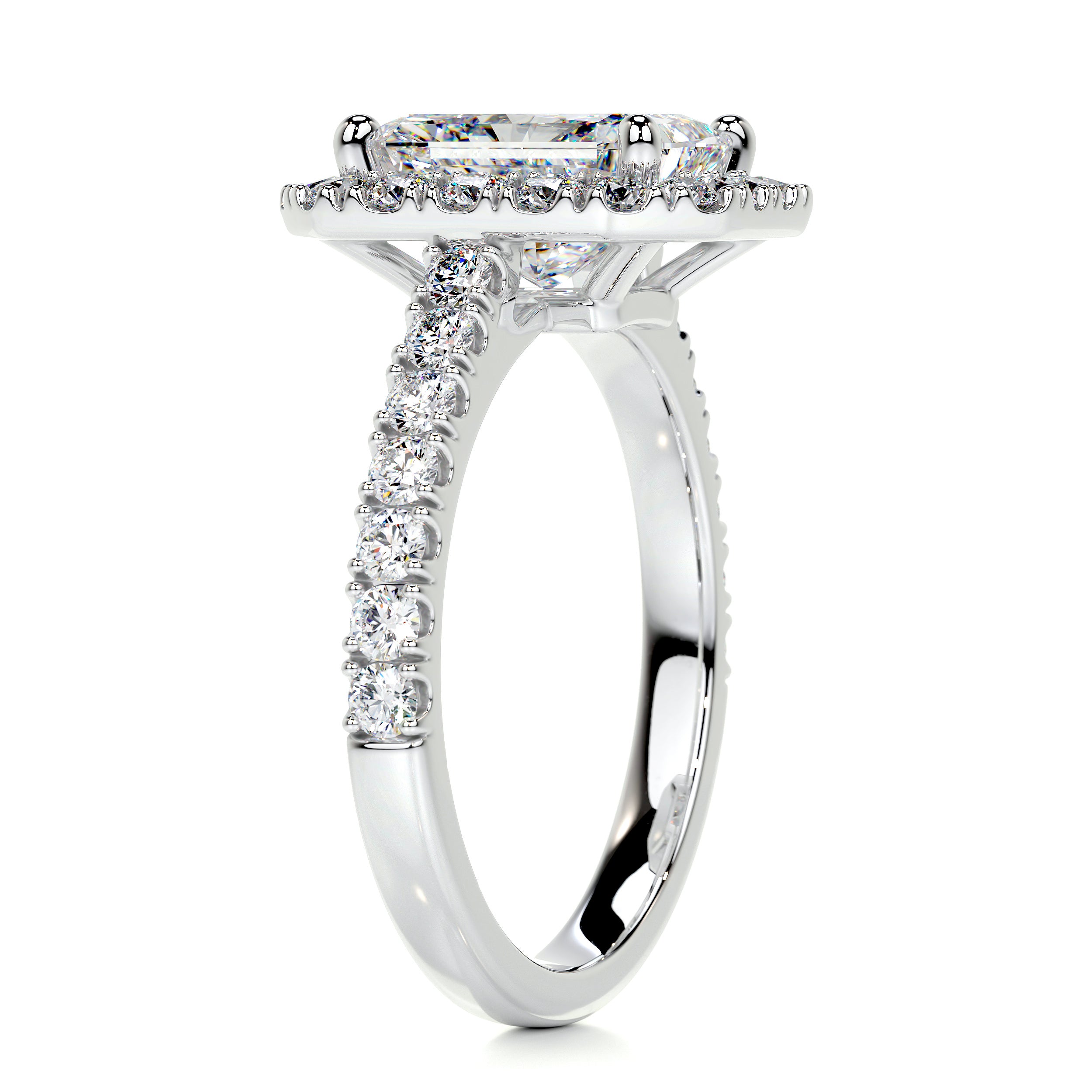 Andrea Moissanite & Diamond Ring -14K White Gold