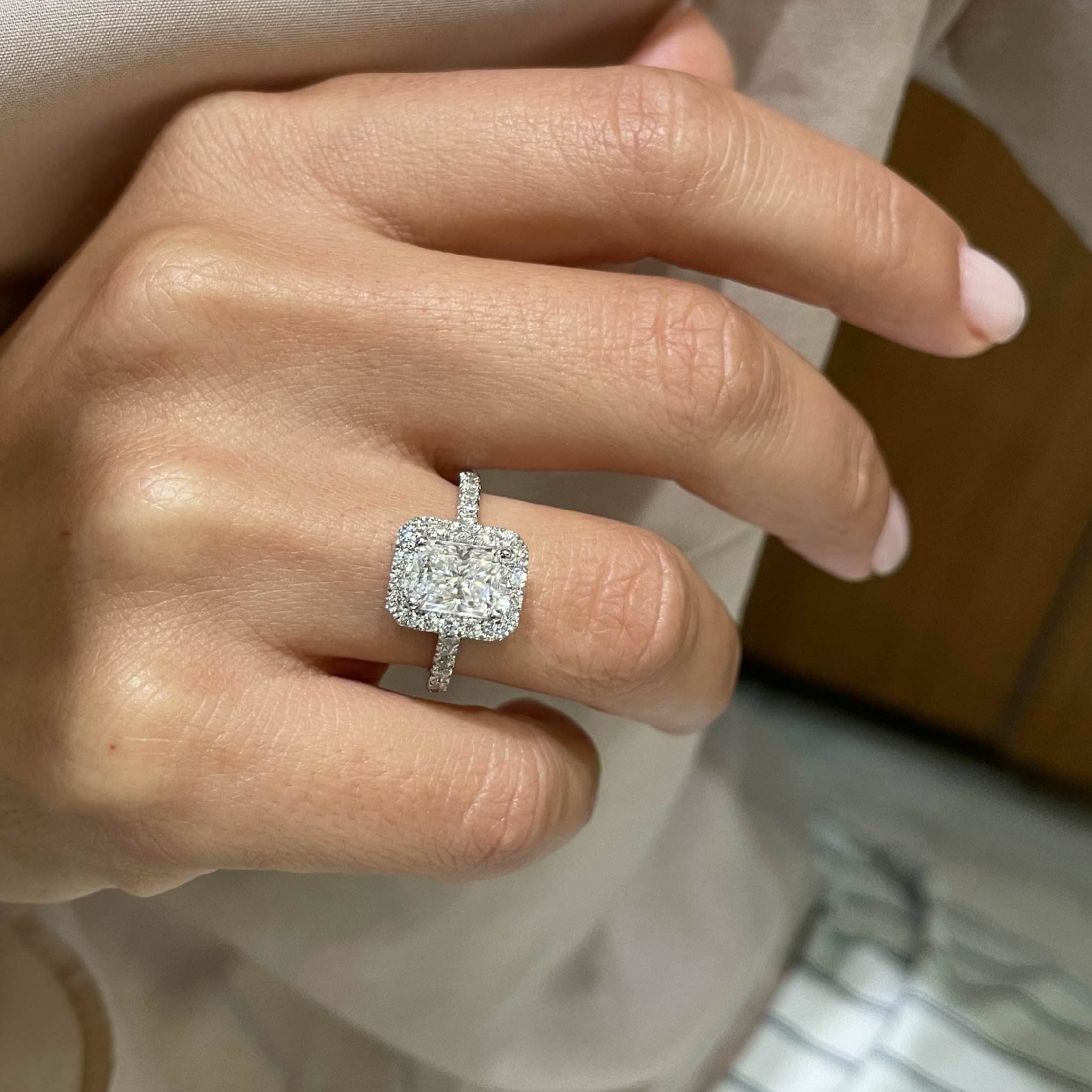 Andrea Moissanite & Diamonds Ring -18K White Gold