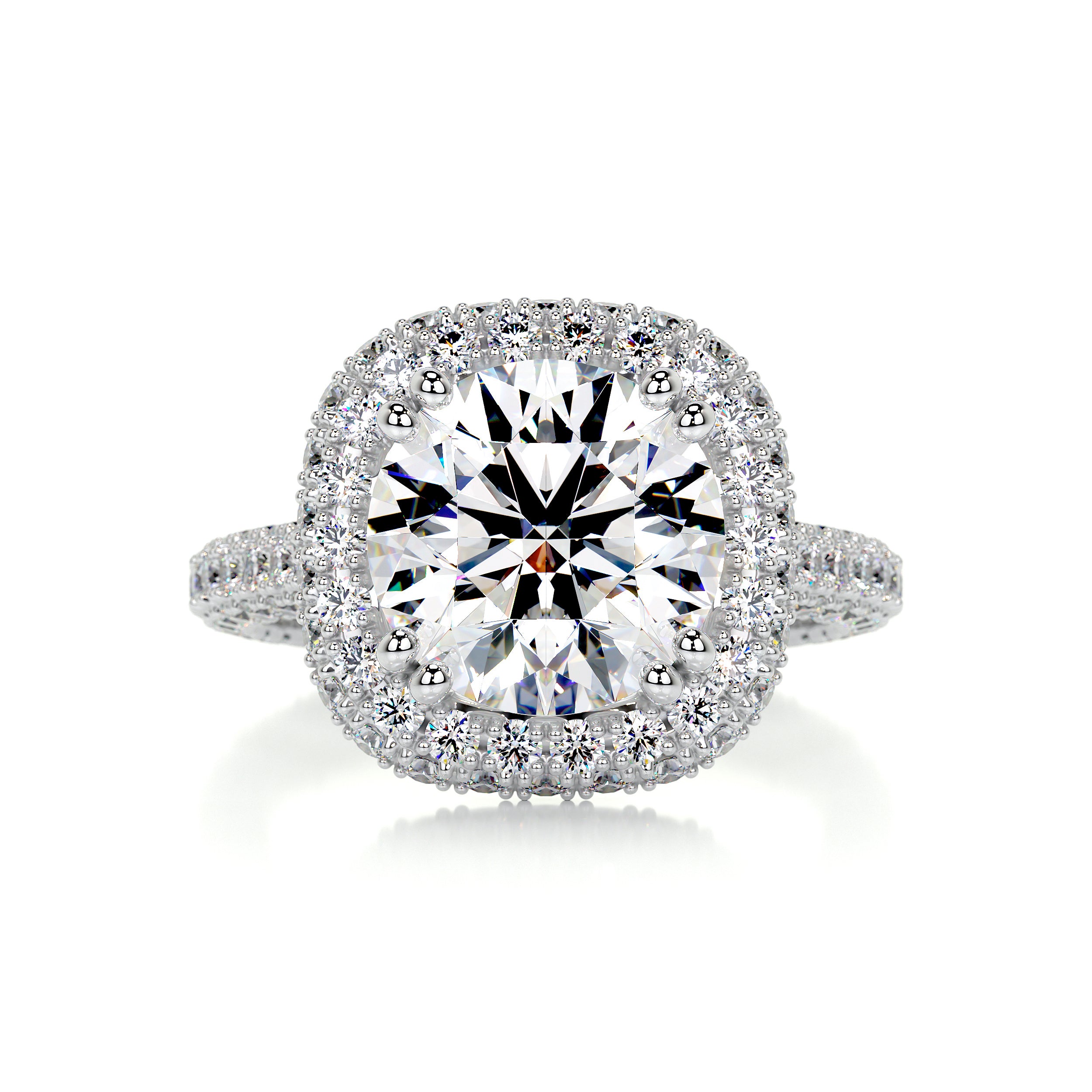 Ava Moissanite & Diamond Ring -14K White Gold