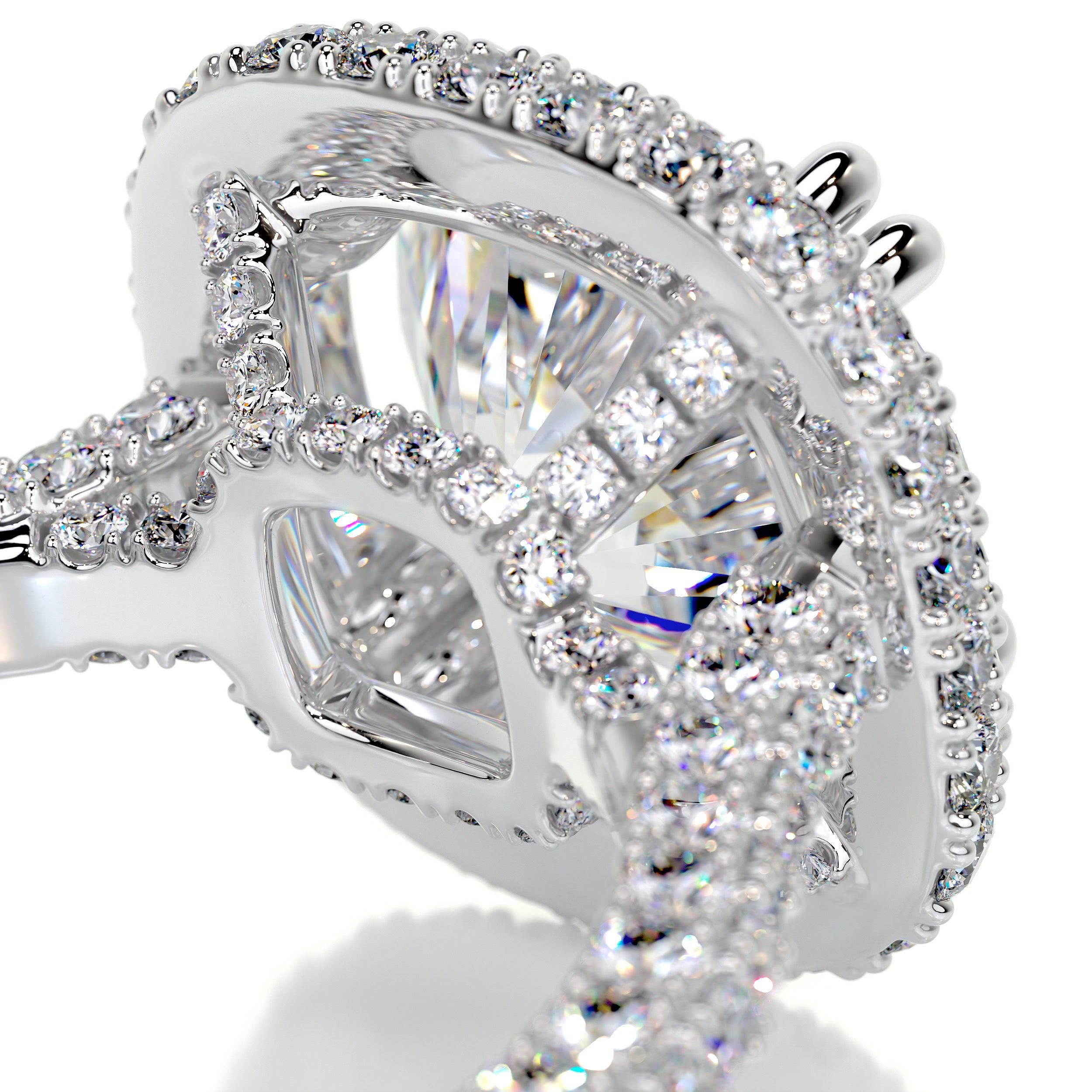 Ava Moissanite & Diamond Ring -14K White Gold