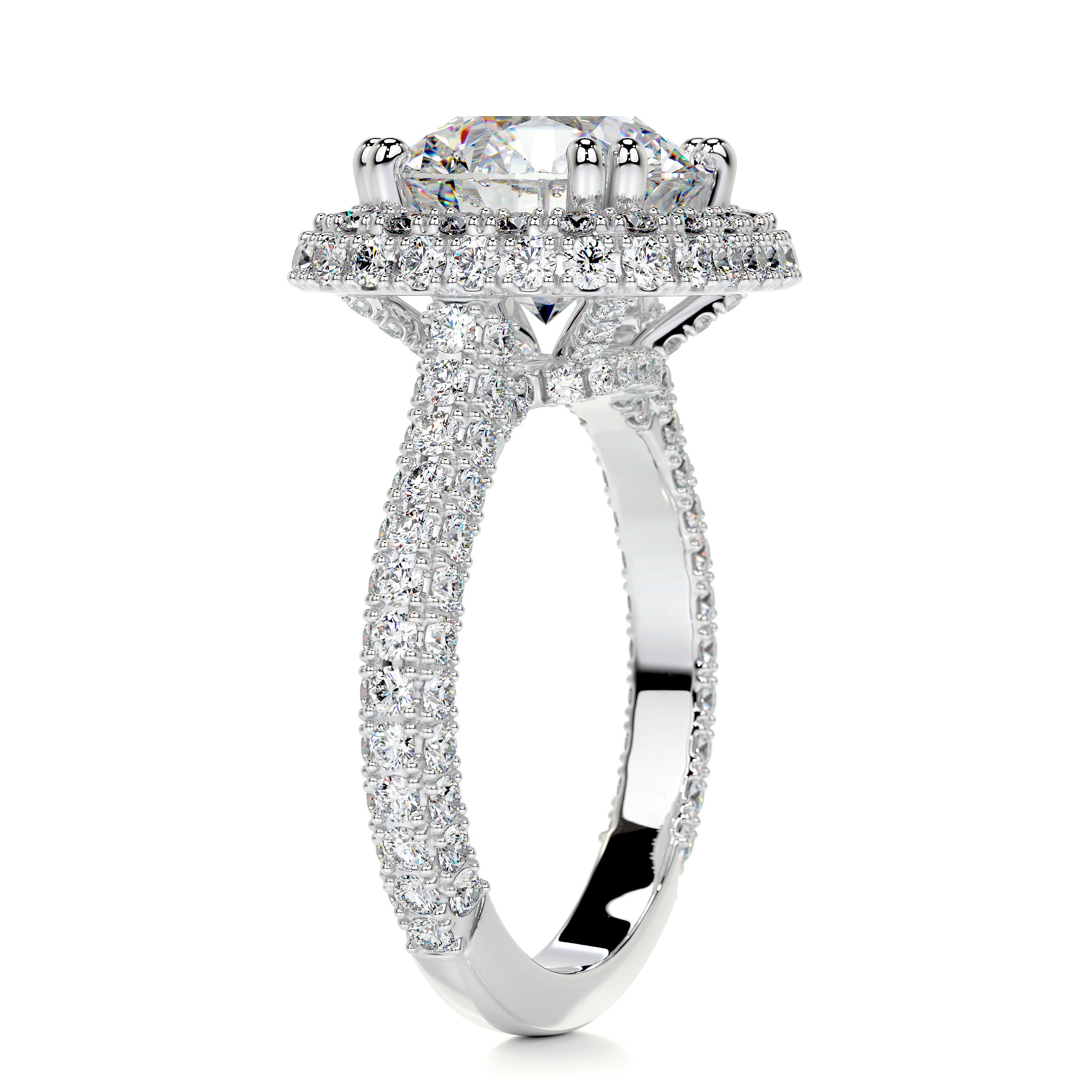 Ava Moissanite & Diamonds Ring -18K White Gold