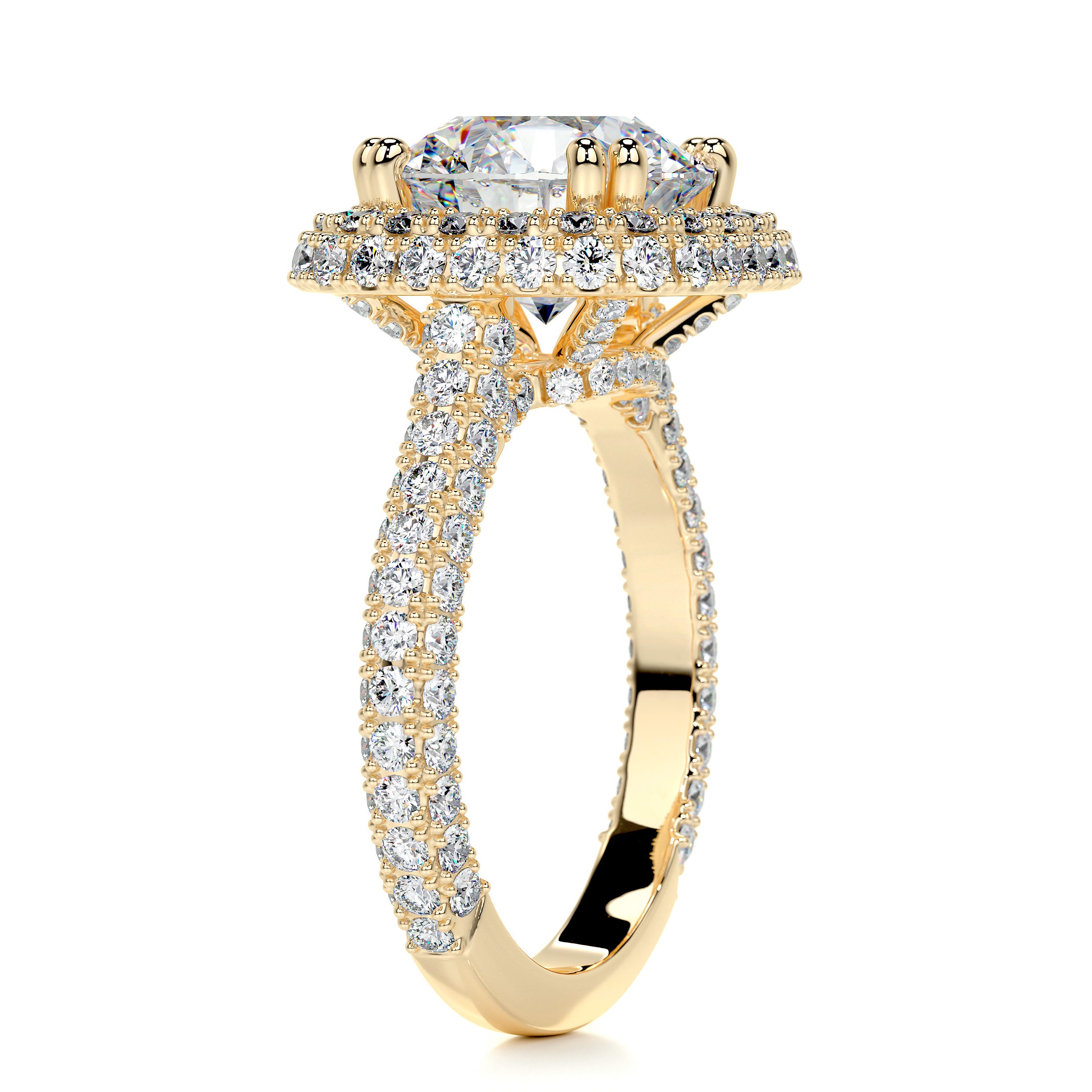 Ava Moissanite & Diamond Ring -18K Yellow Gold