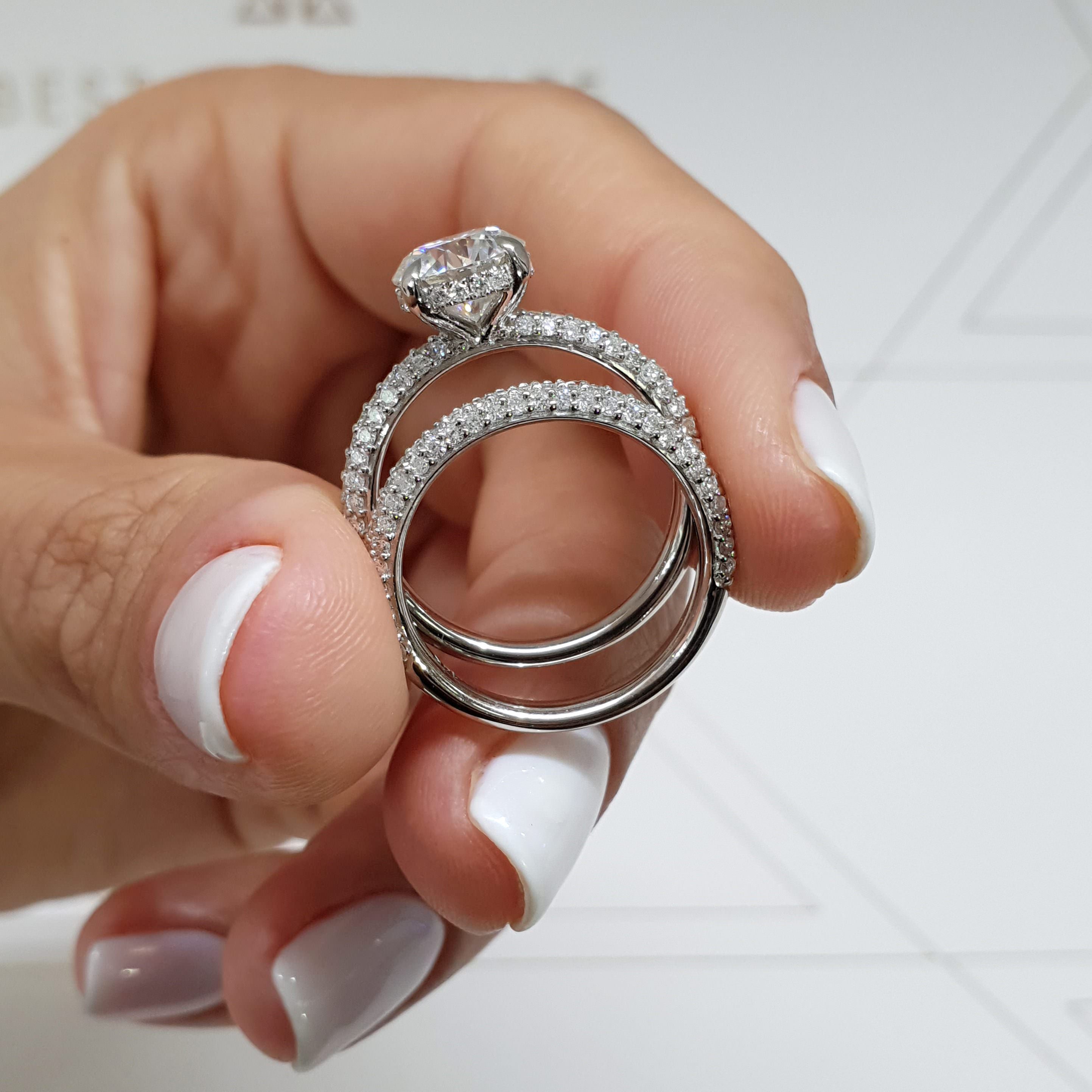 Helena Moissanite & Diamonds Bridal Set -14K White Gold