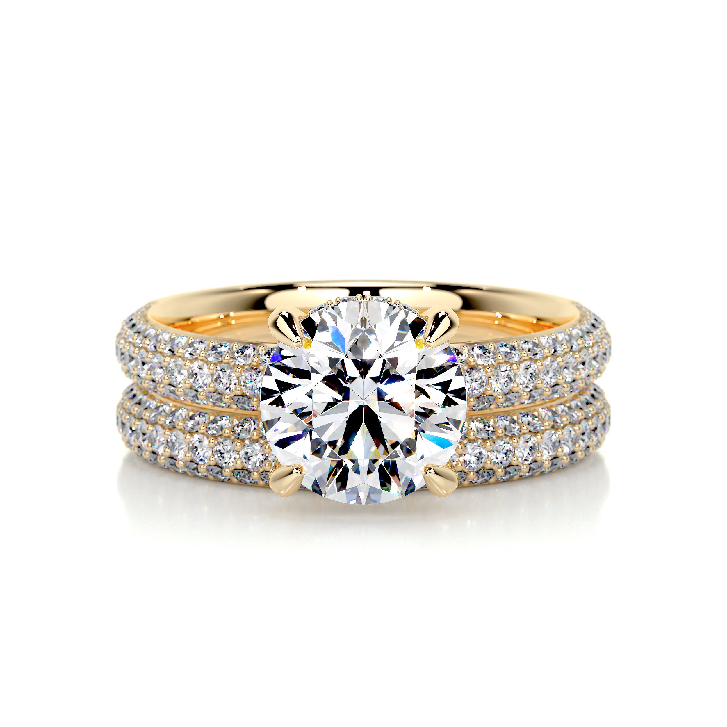 Helena Moissanite & Diamonds Bridal Set -18K Yellow Gold