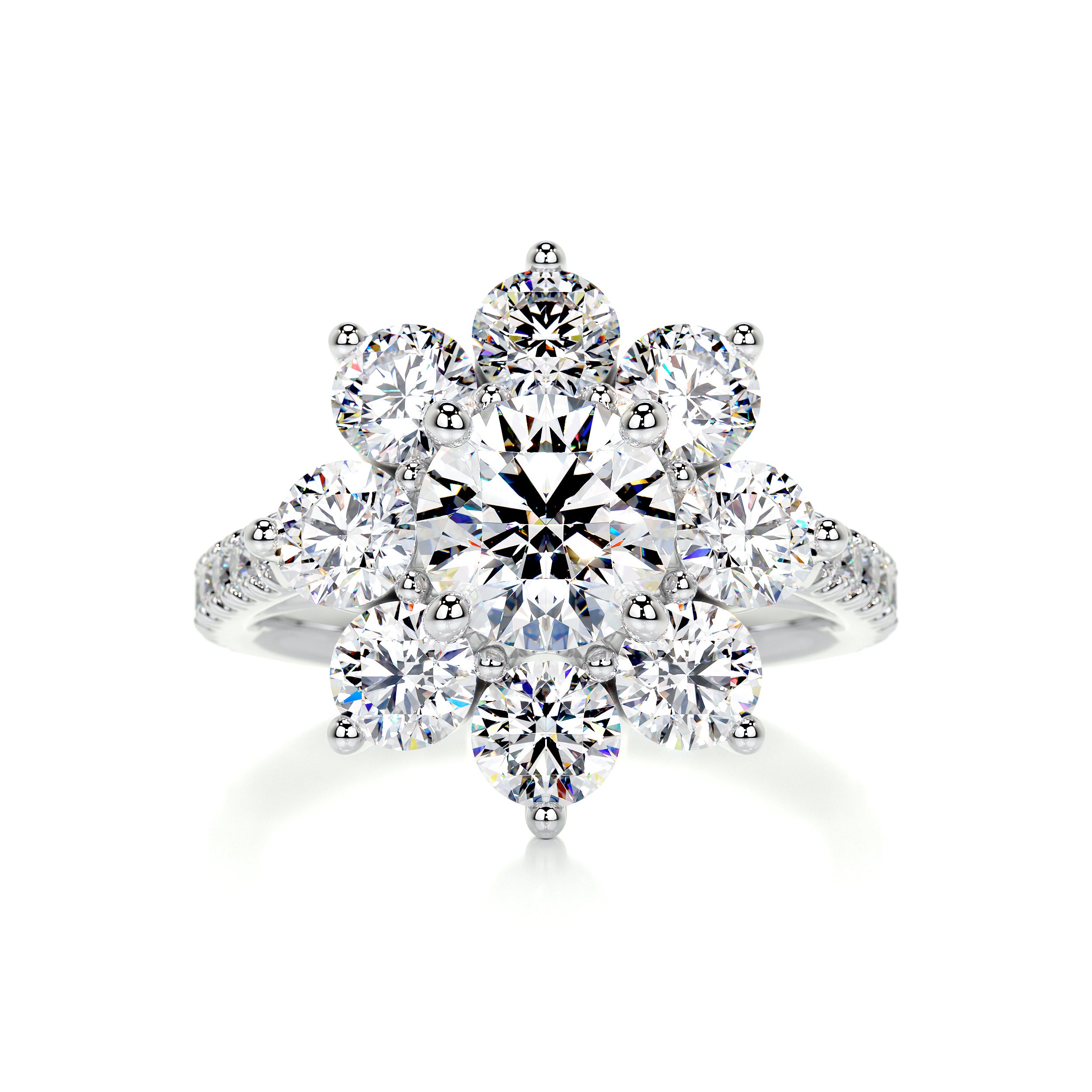 La Fleur Moissanite & Diamonds Ring -18K White Gold