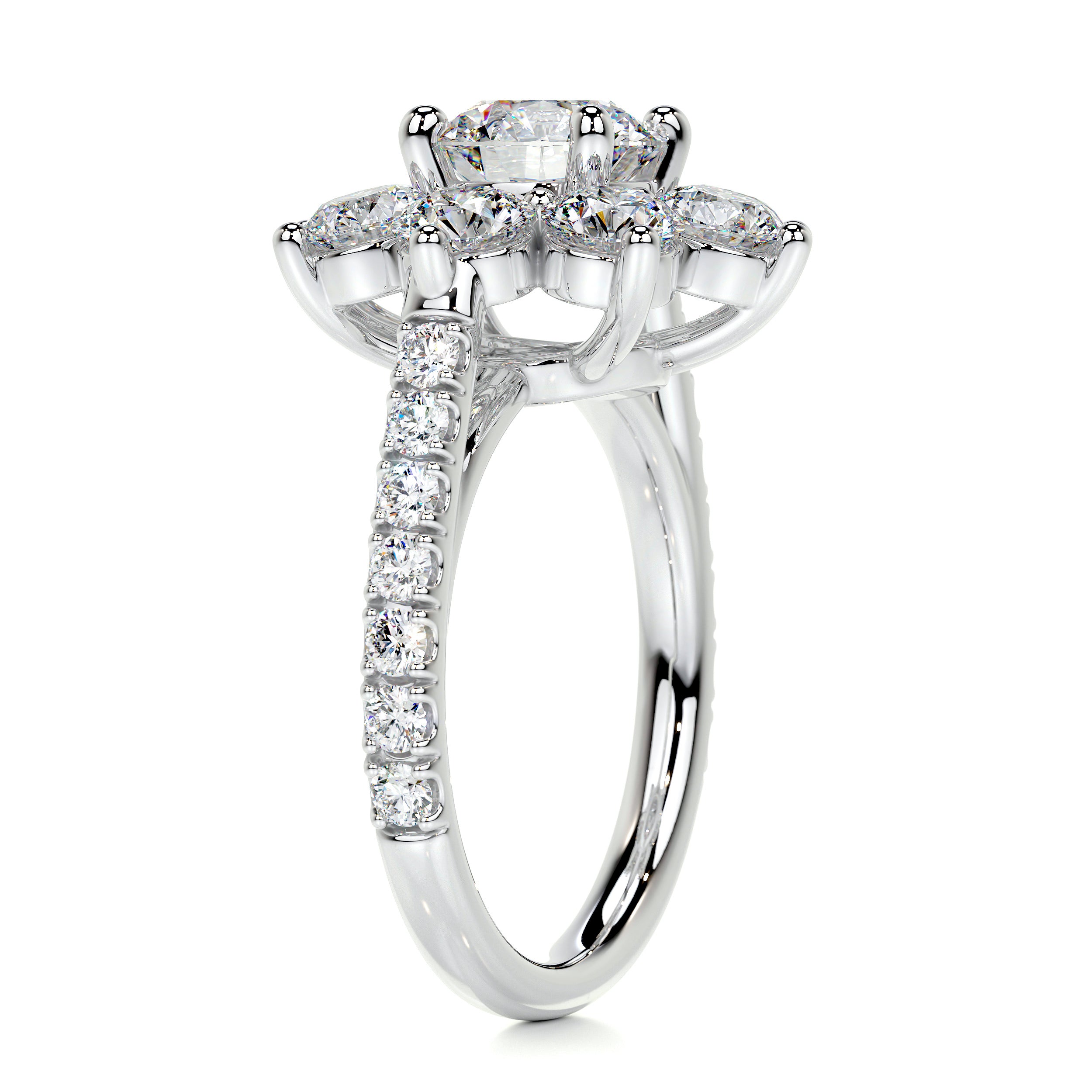 La Fleur Moissanite & Diamond Ring -Platinum