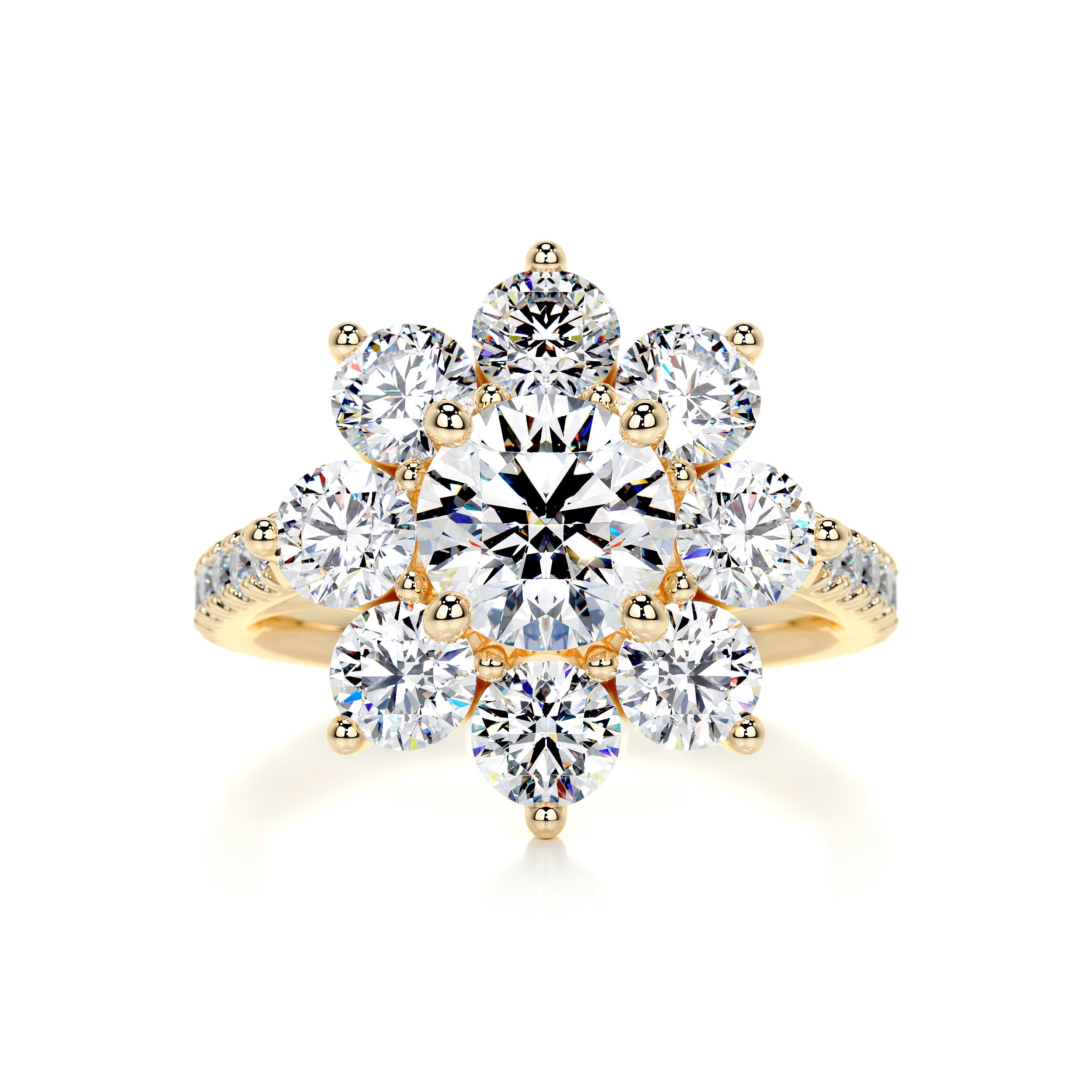 La Fleur Moissanite & Diamonds Ring -18K Yellow Gold