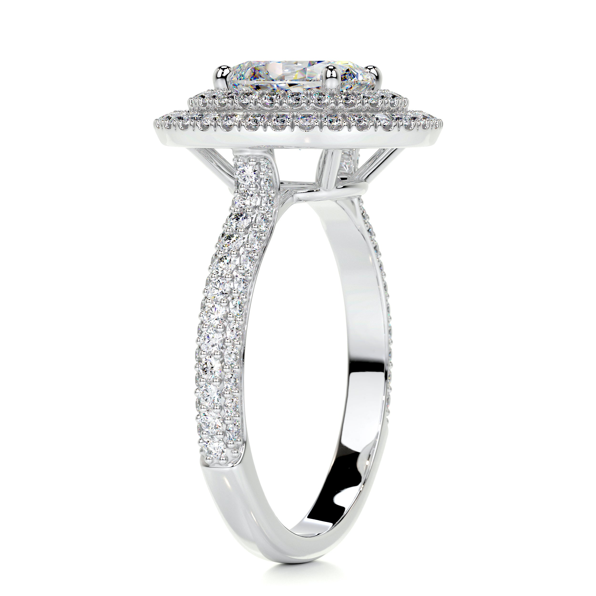 Nora Moissanite & Diamond Ring -14K White Gold