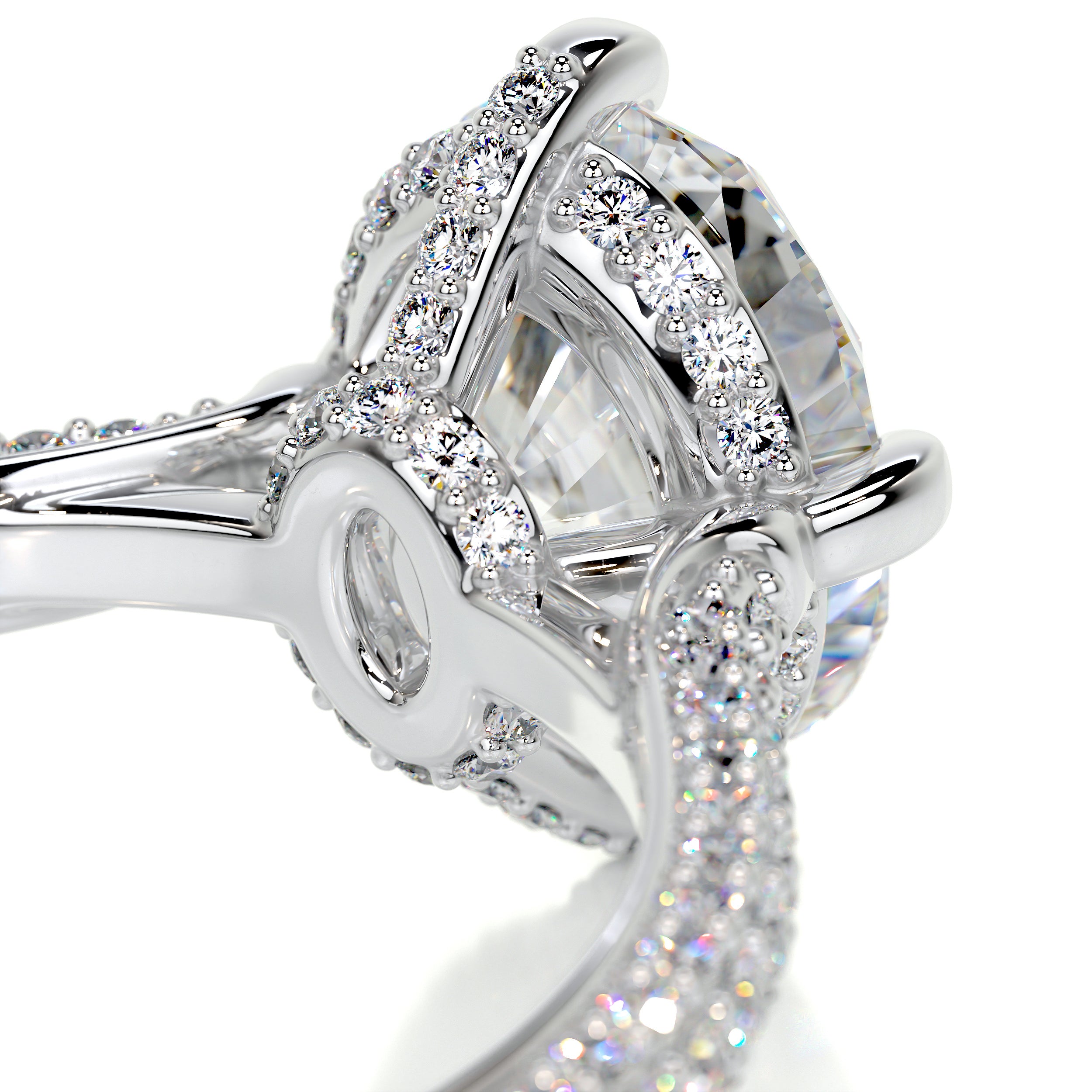 Jocelyn Moissanite & Diamond Ring -14K White Gold