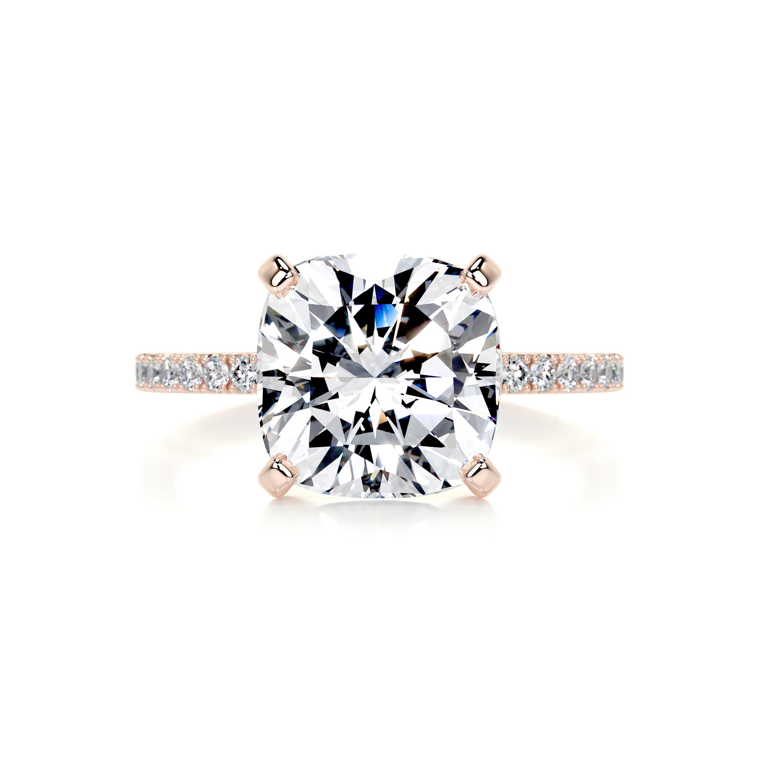 Stephanie Moissanite & Diamond Ring -14K Rose Gold