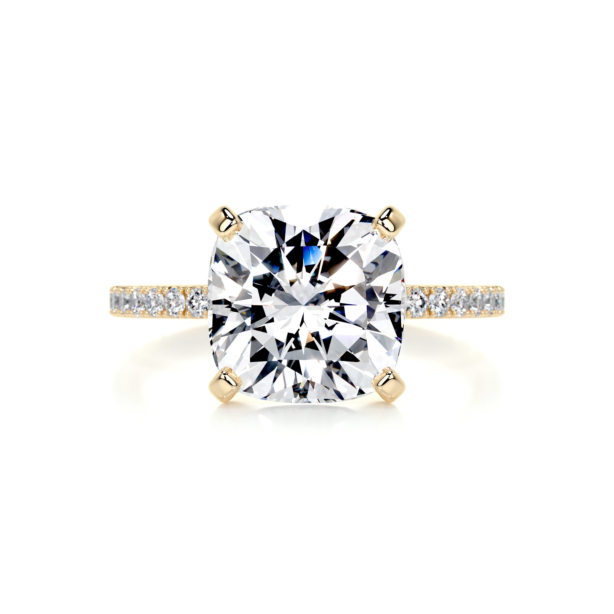 Stephanie Moissanite & Diamonds Ring -18K Yellow Gold