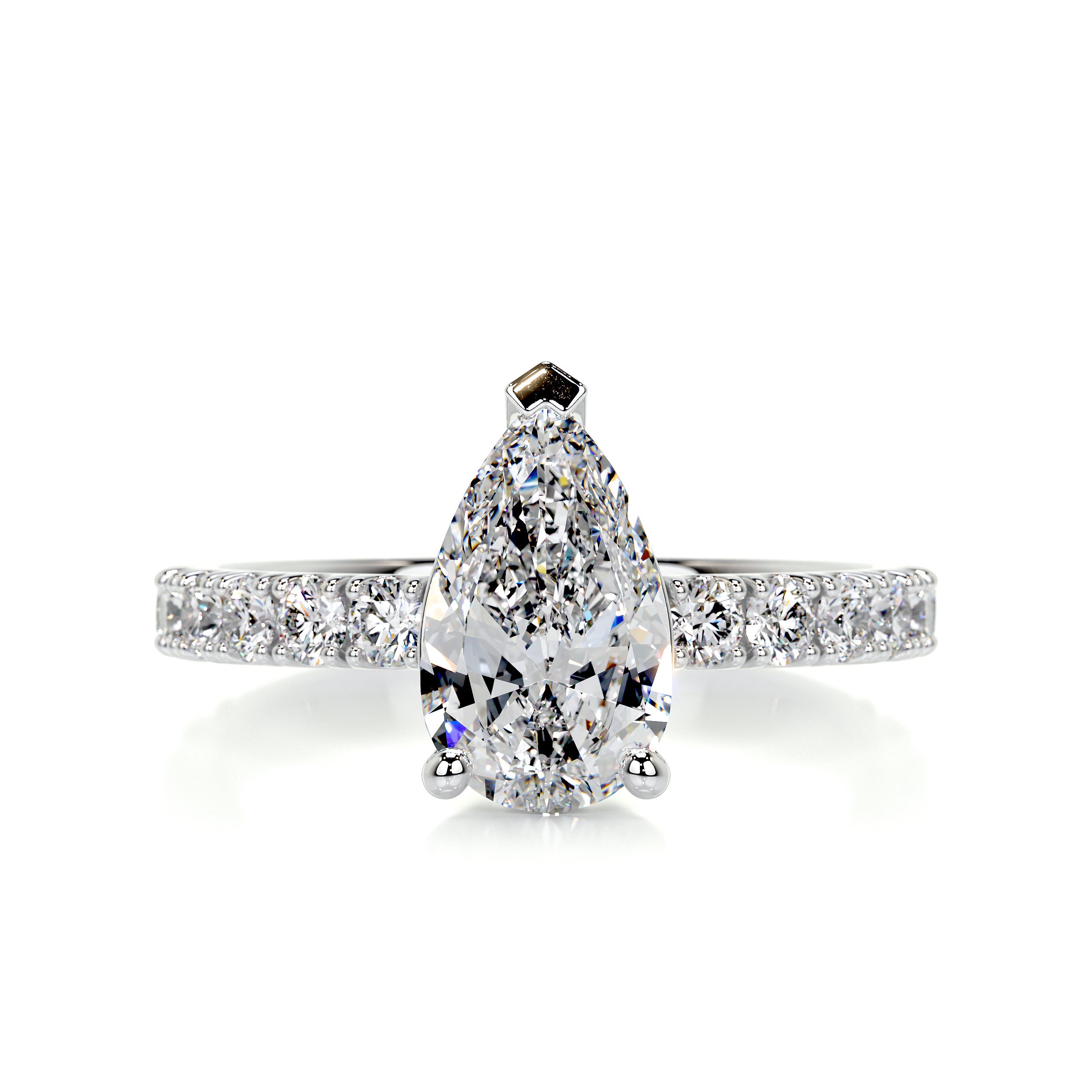 Hailey Moissanite & Diamond Ring -18K White Gold
