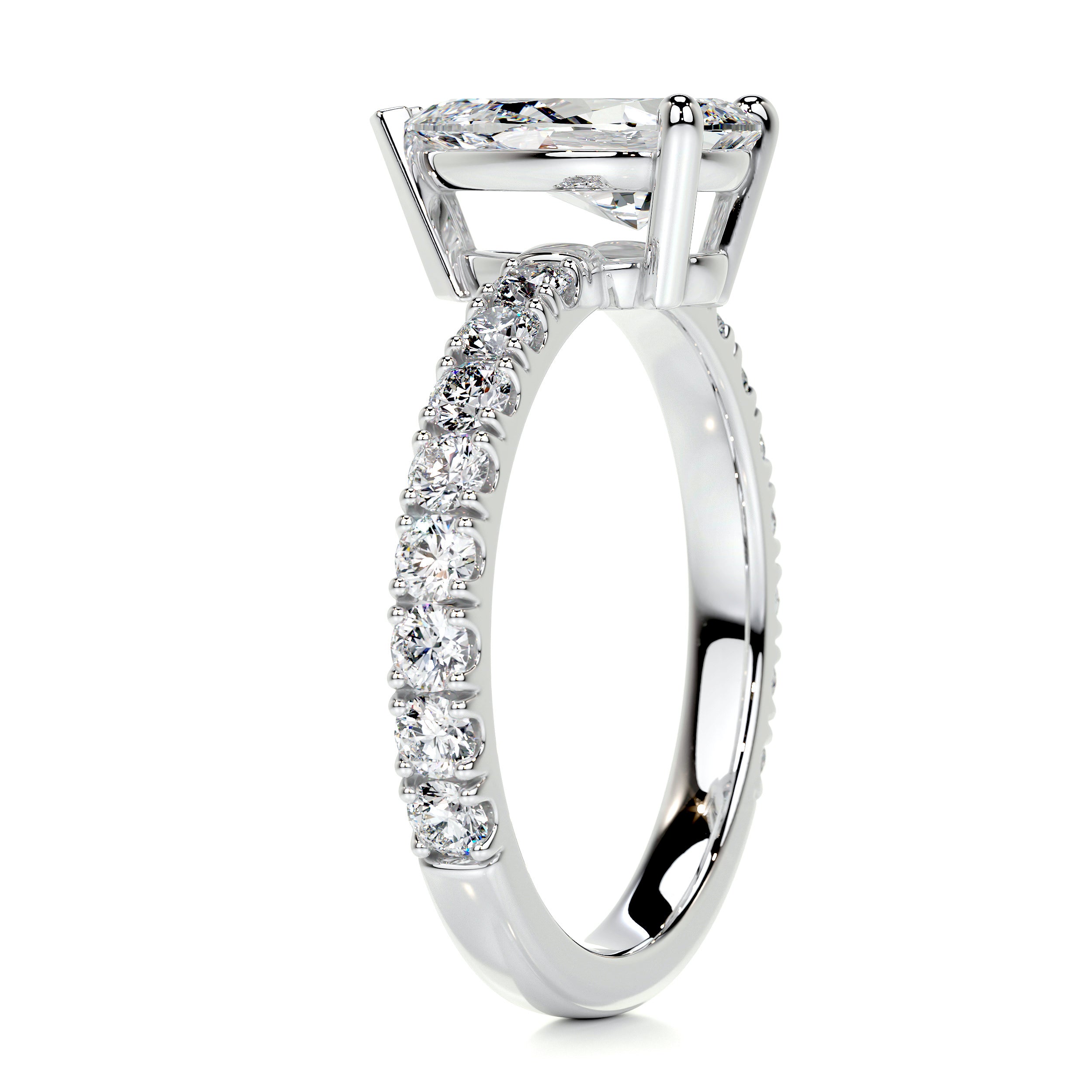 Hailey Moissanite & Diamond Ring -18K White Gold