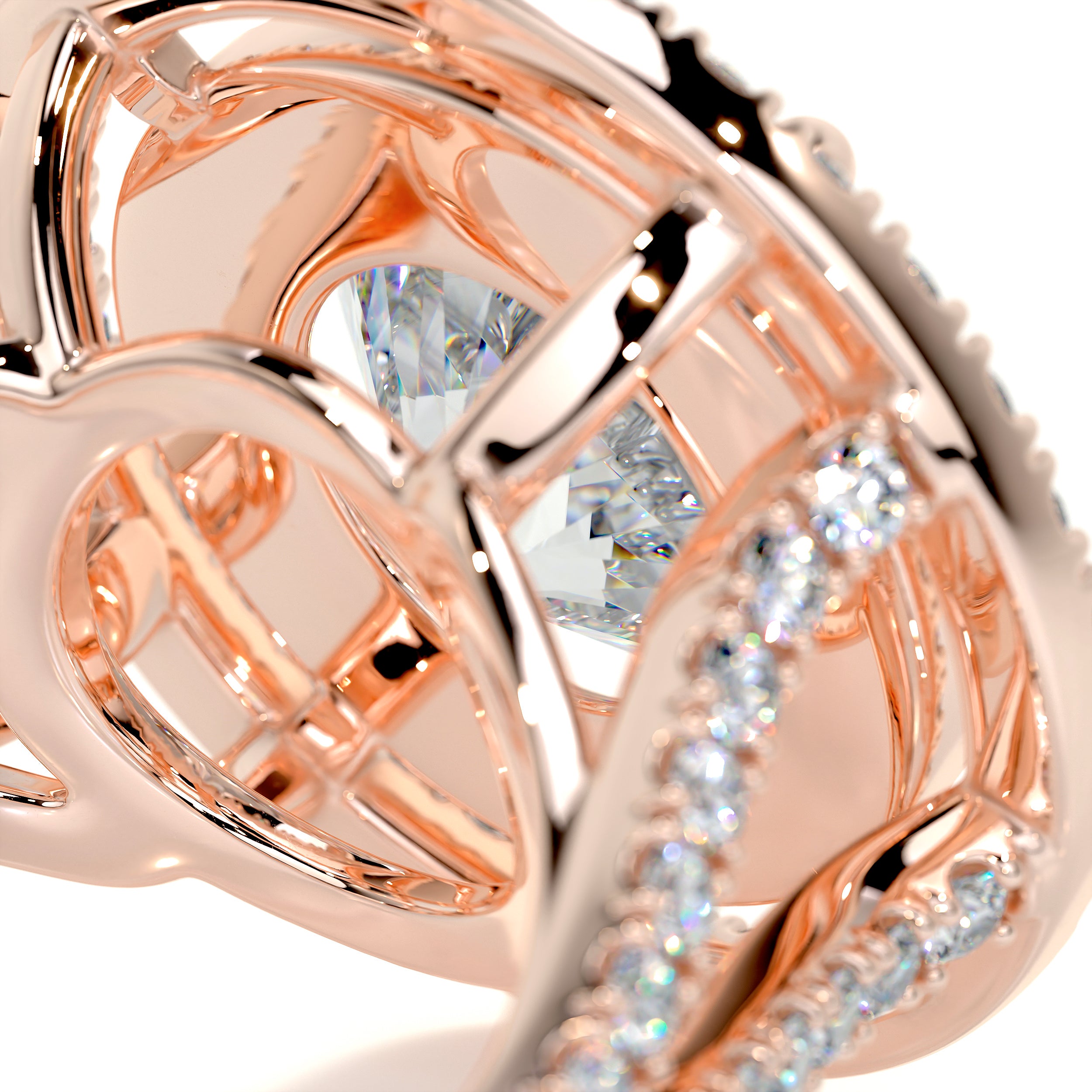 Naomi Moissanite & Diamond Ring -14K Rose Gold