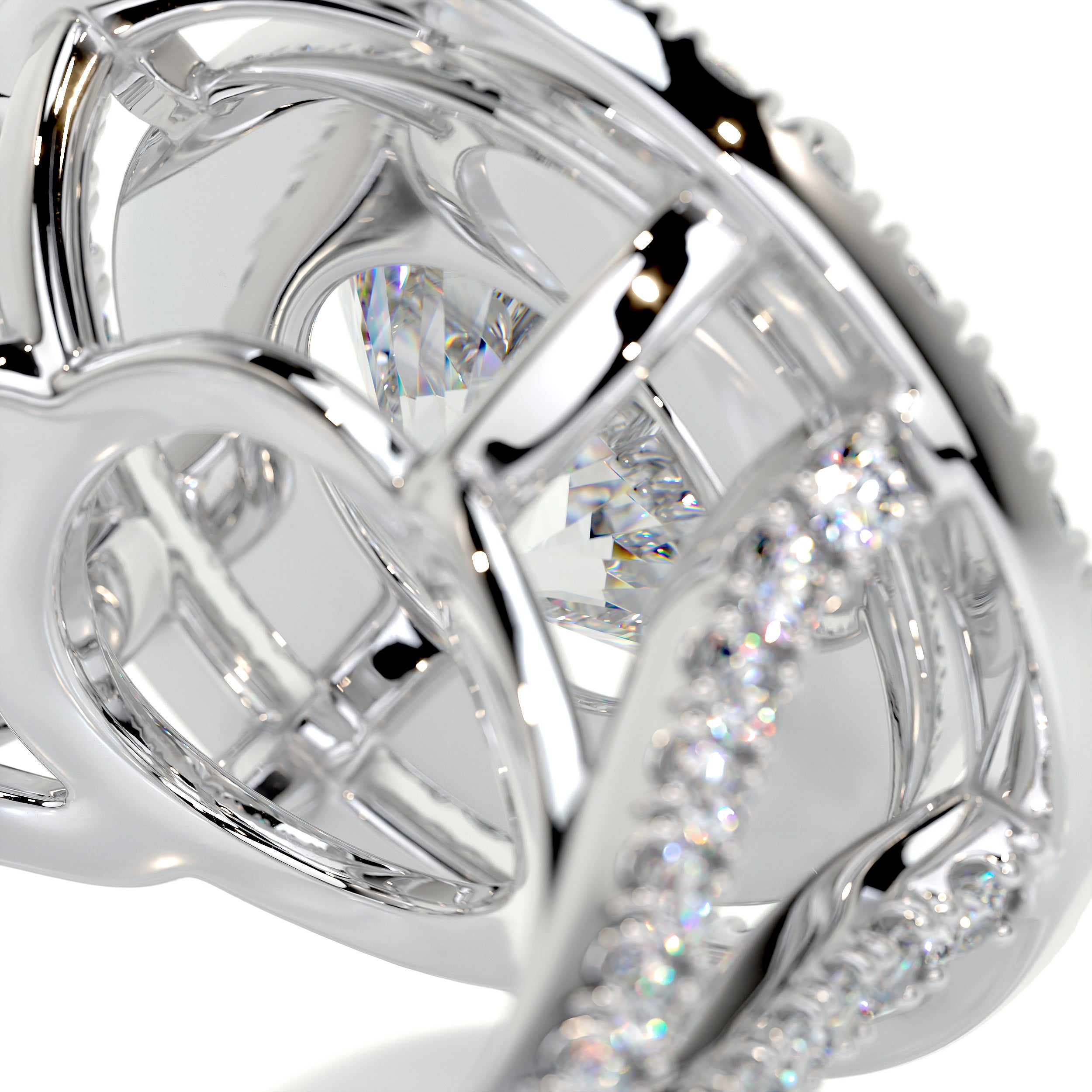 Naomi Moissanite & Diamonds Ring -18K White Gold