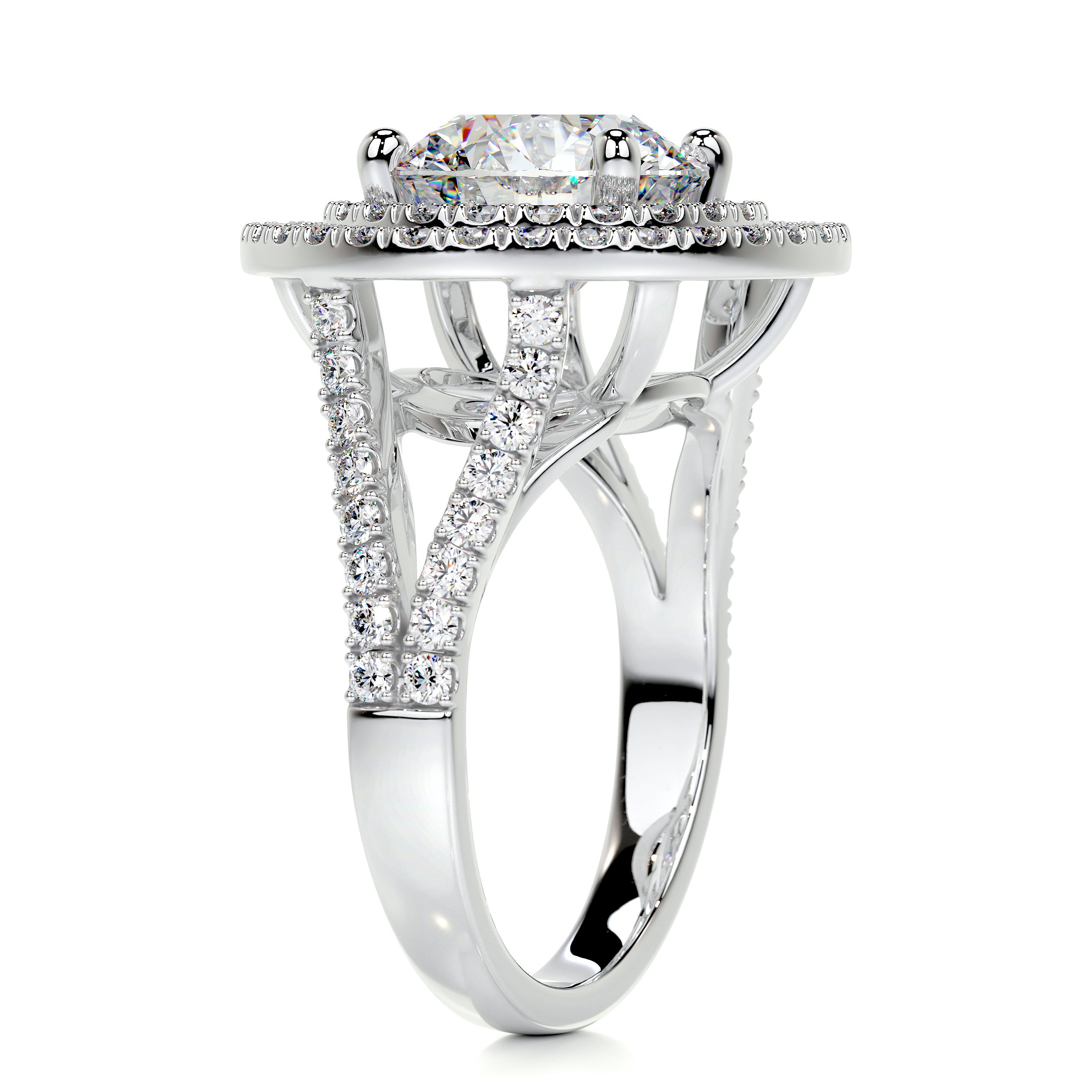 Naomi Moissanite & Diamond Ring -14K White Gold