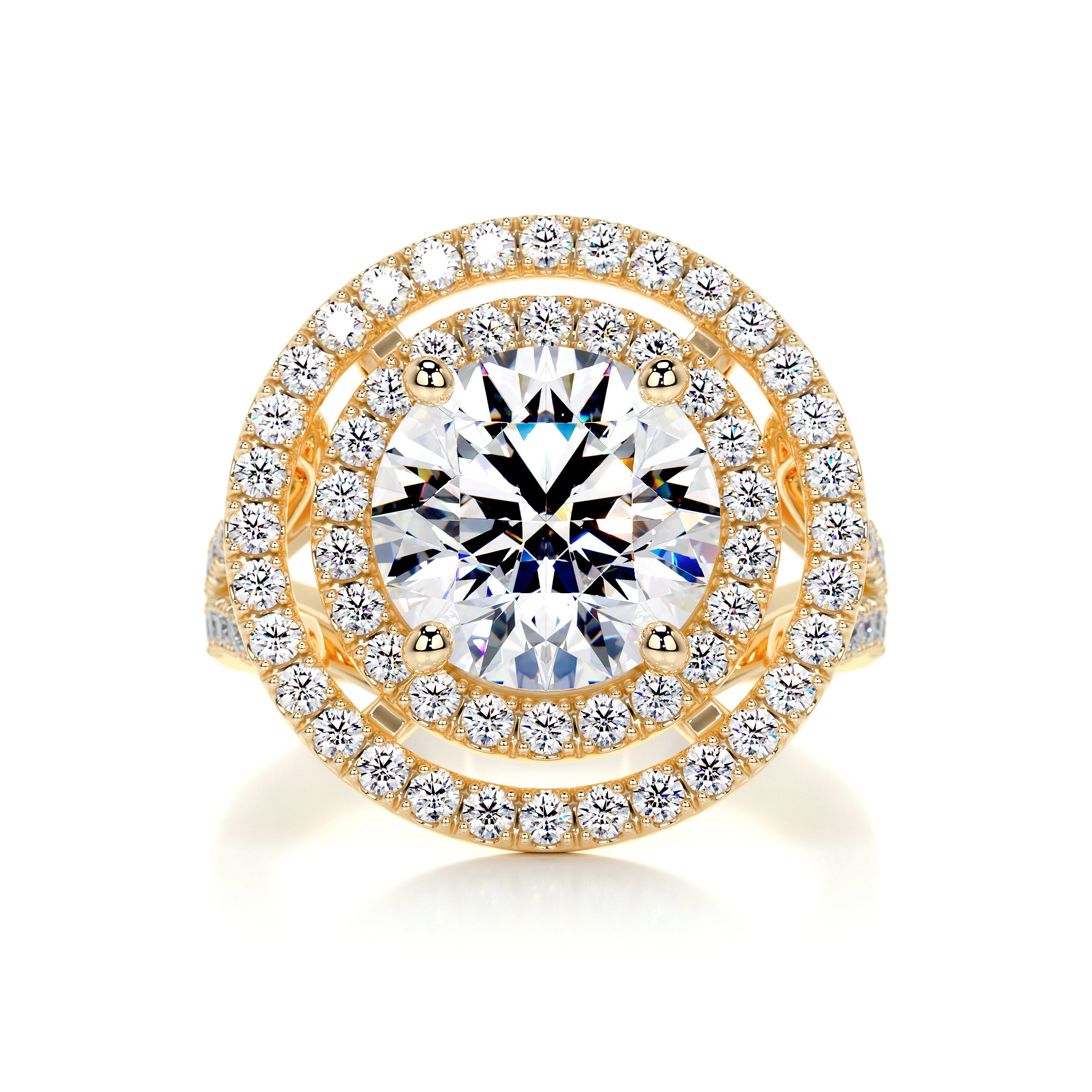 Naomi Moissanite & Diamond Ring -18K Yellow Gold