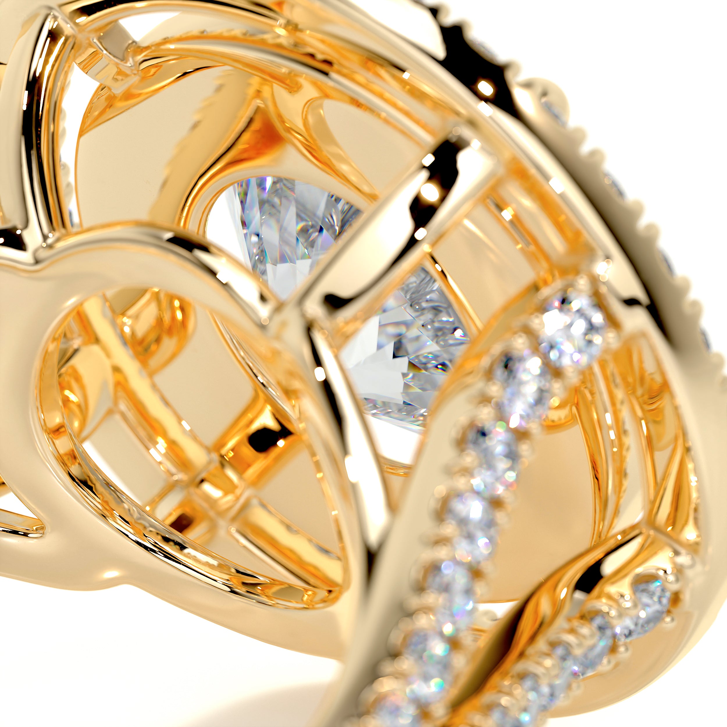 Naomi Moissanite & Diamond Ring -18K Yellow Gold