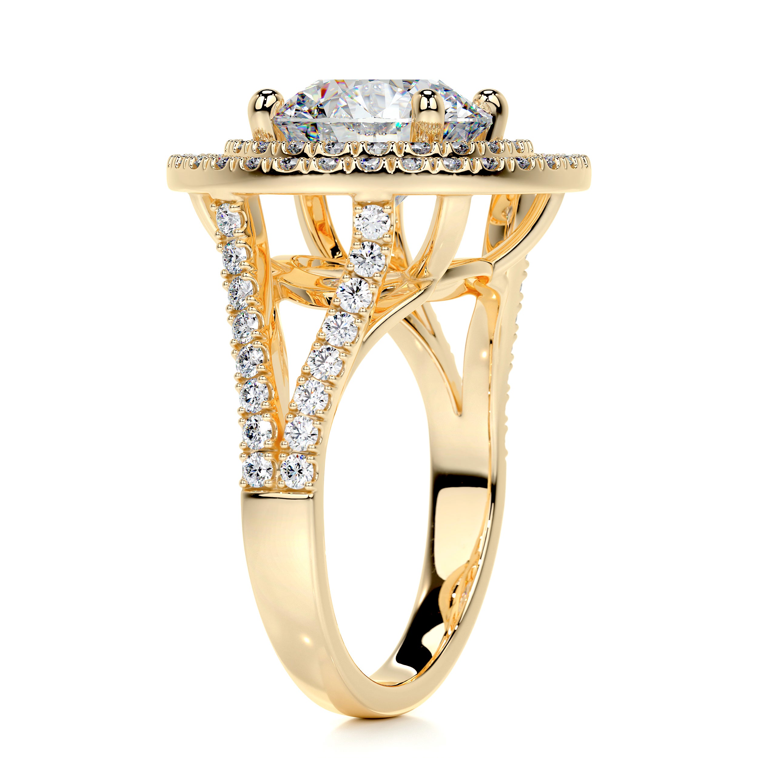 Naomi Moissanite & Diamond Ring -18K Yellow Gold