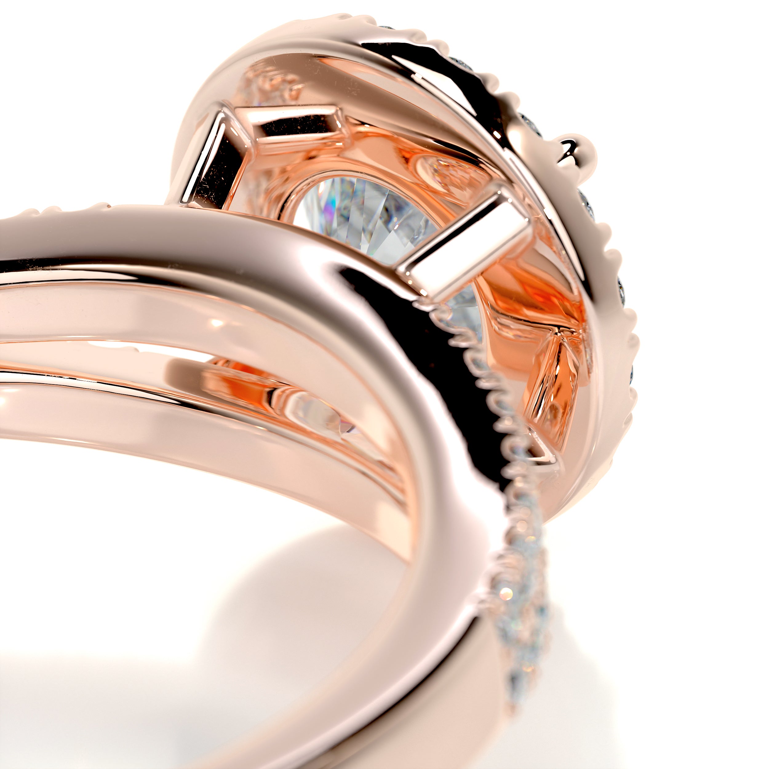 Hazel Moissanite & Diamond Ring -14K Rose Gold