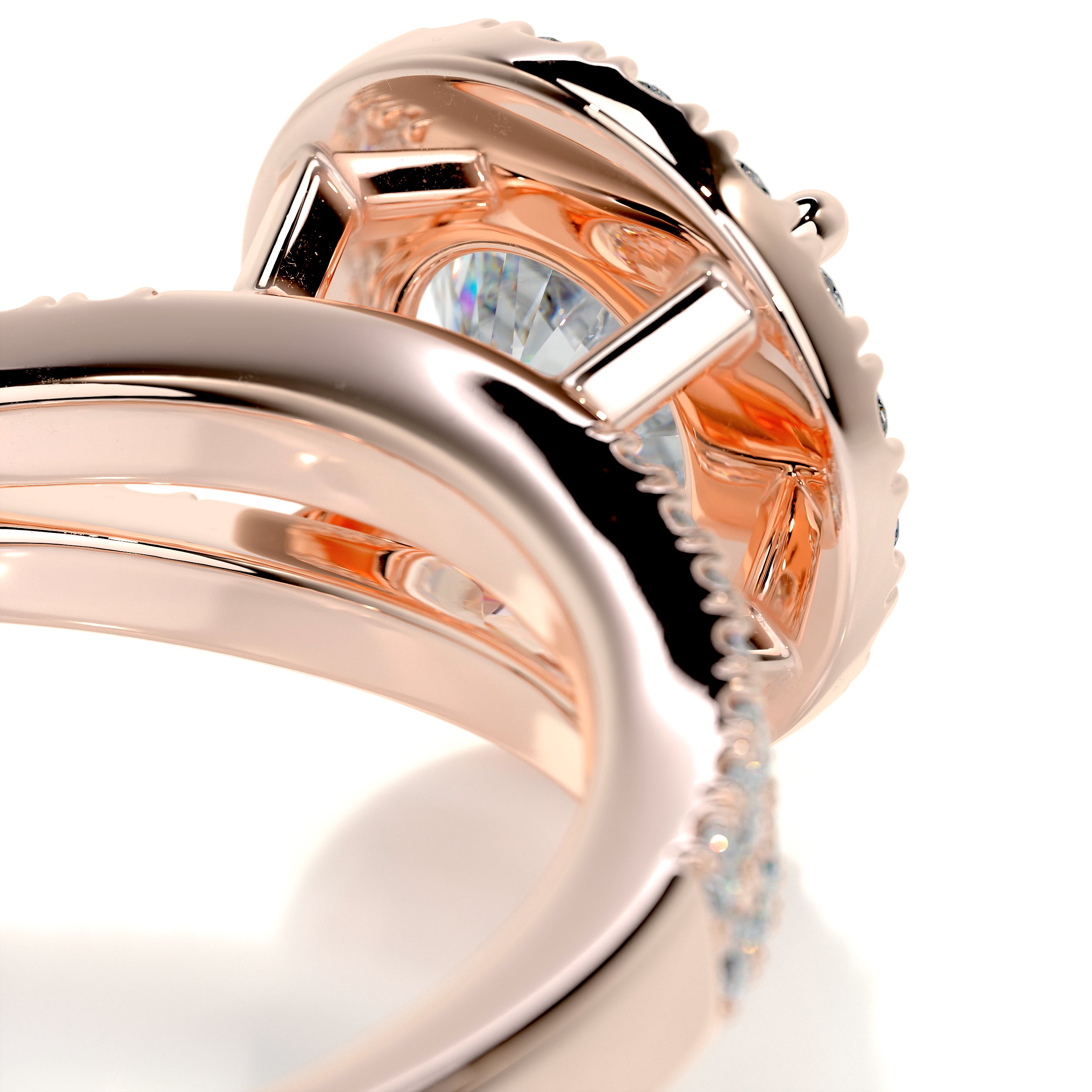 Hazel Moissanite & Diamonds Ring -14K Rose Gold