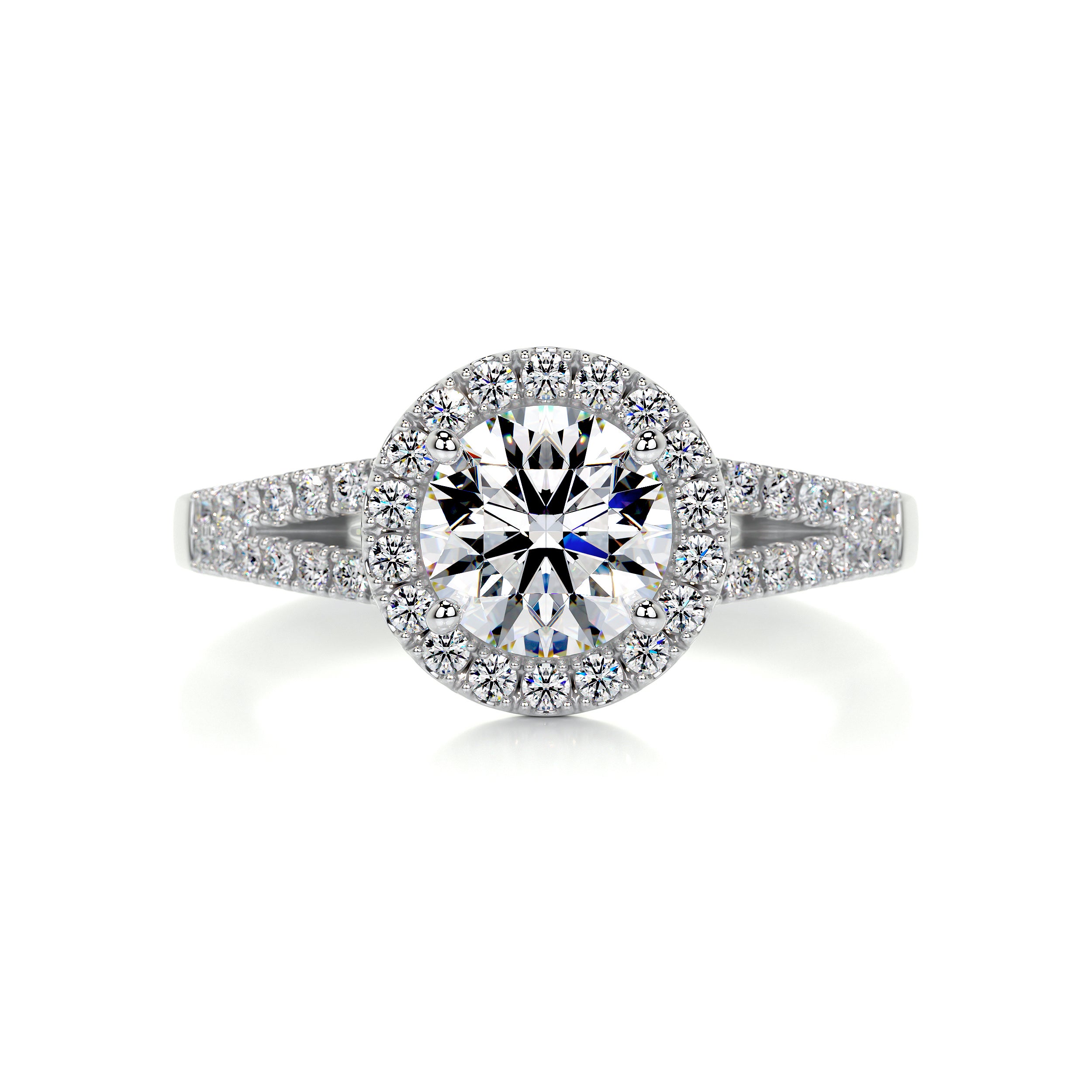 Hazel Moissanite & Diamonds Ring -14K White Gold