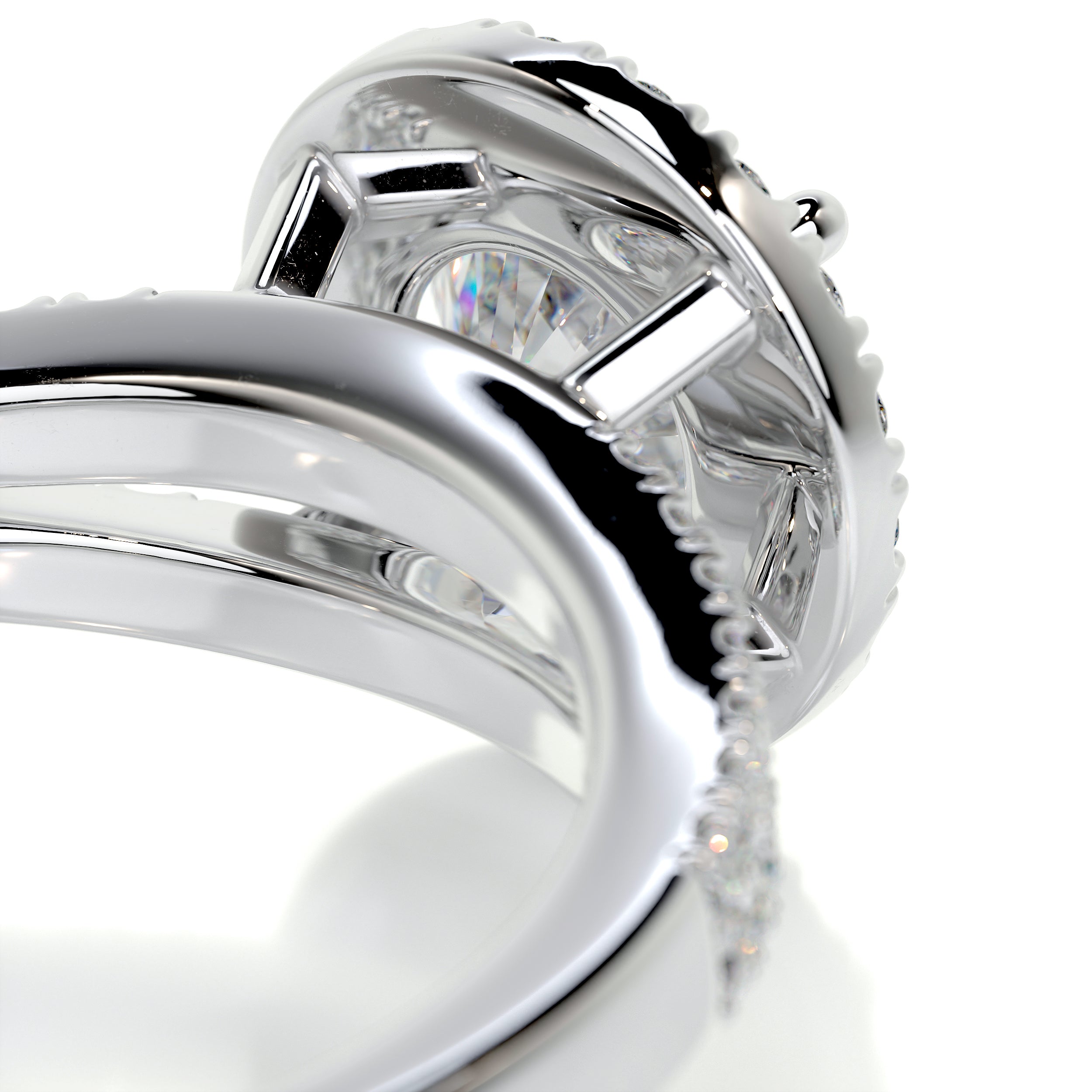 Hazel Moissanite & Diamond Ring -14K White Gold