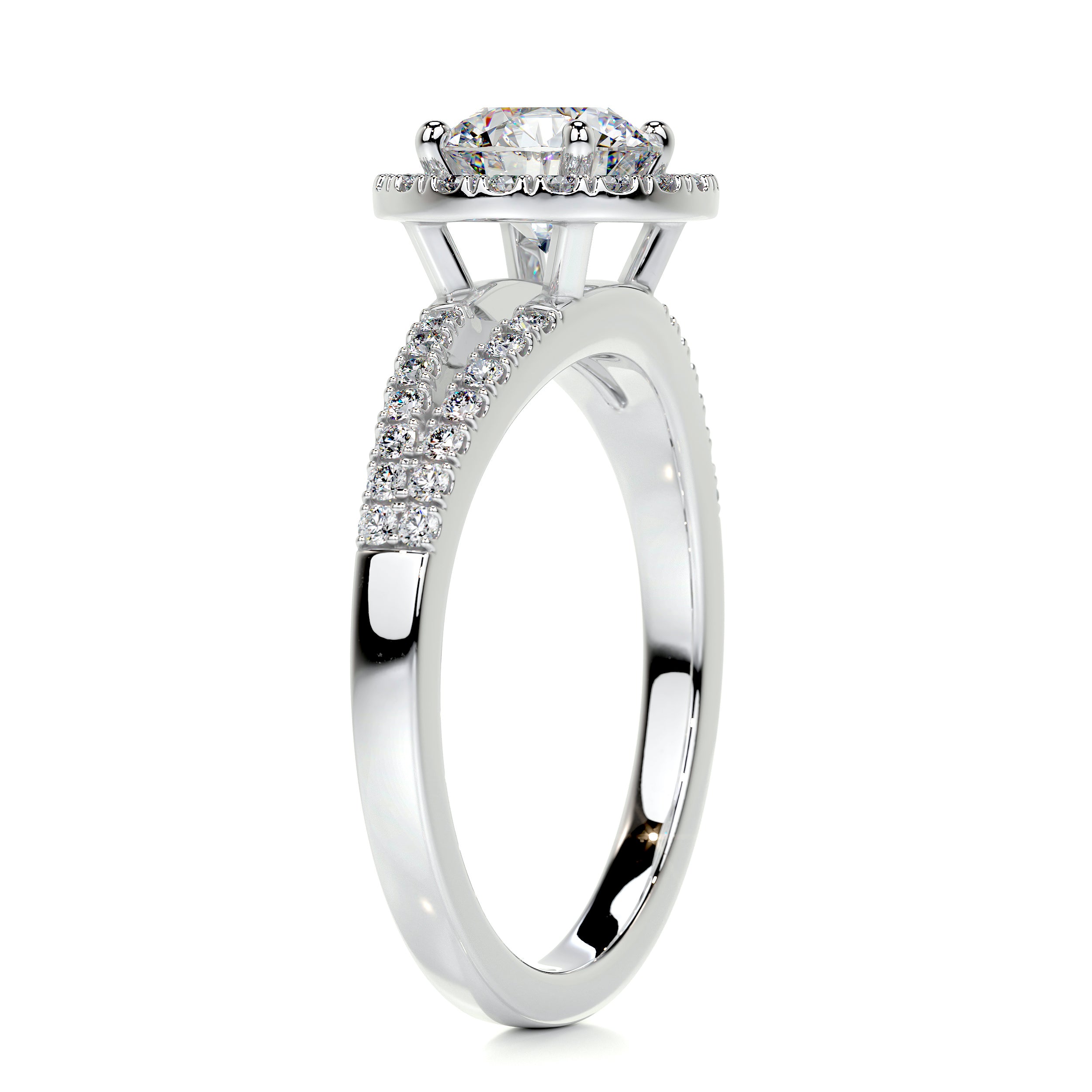 Hazel Moissanite & Diamonds Ring -14K White Gold