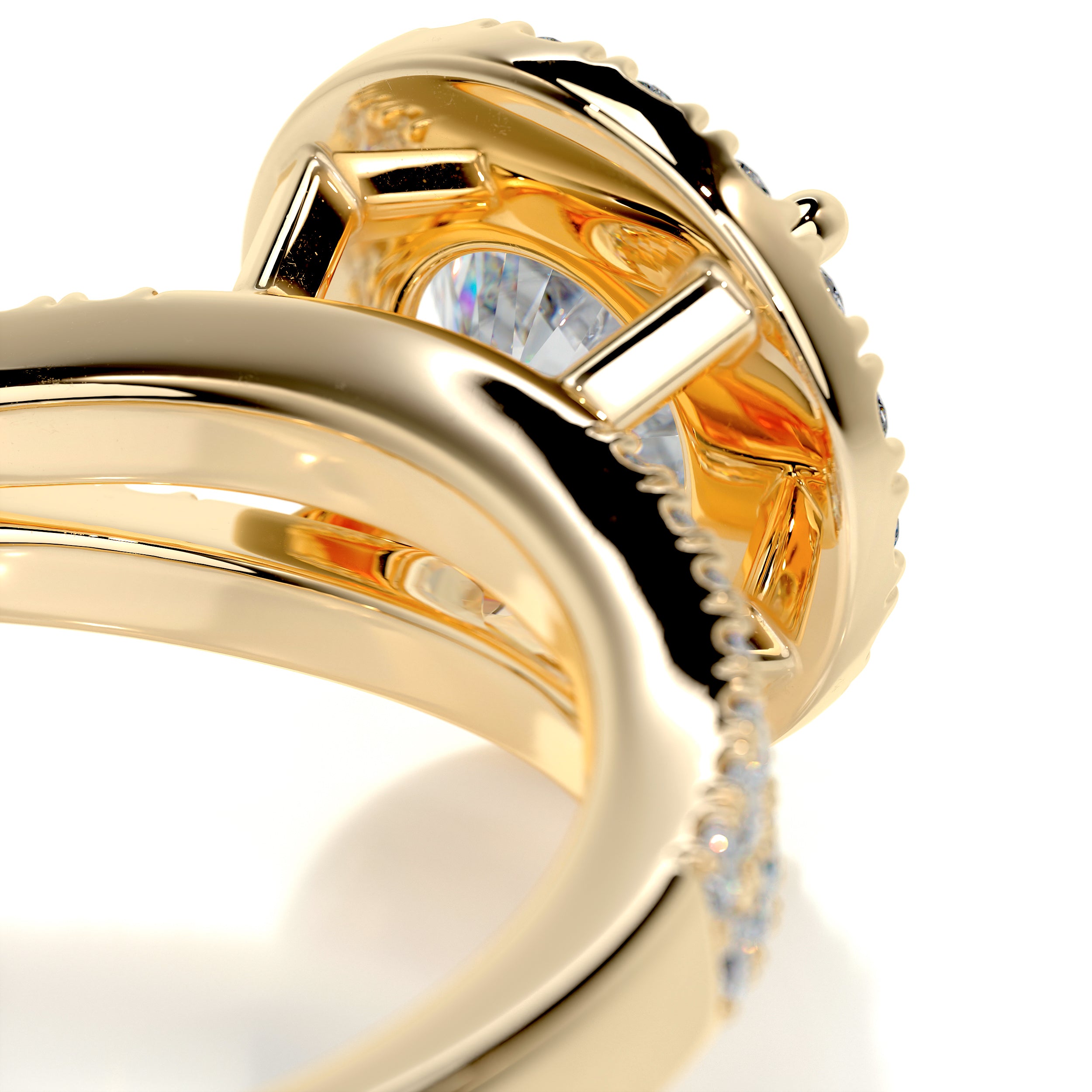 Hazel Moissanite & Diamonds Ring -18K Yellow Gold