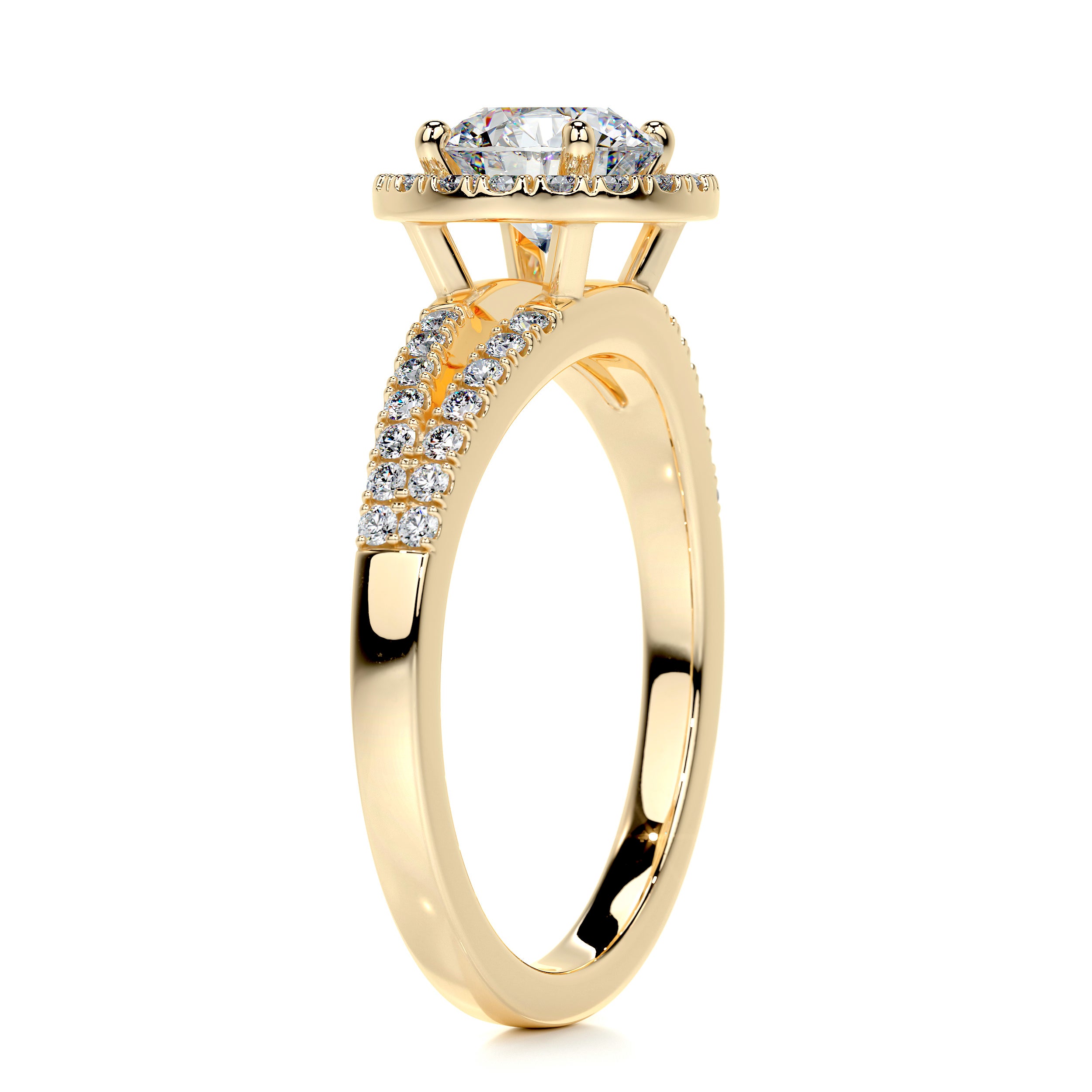 Hazel Moissanite & Diamonds Ring -18K Yellow Gold