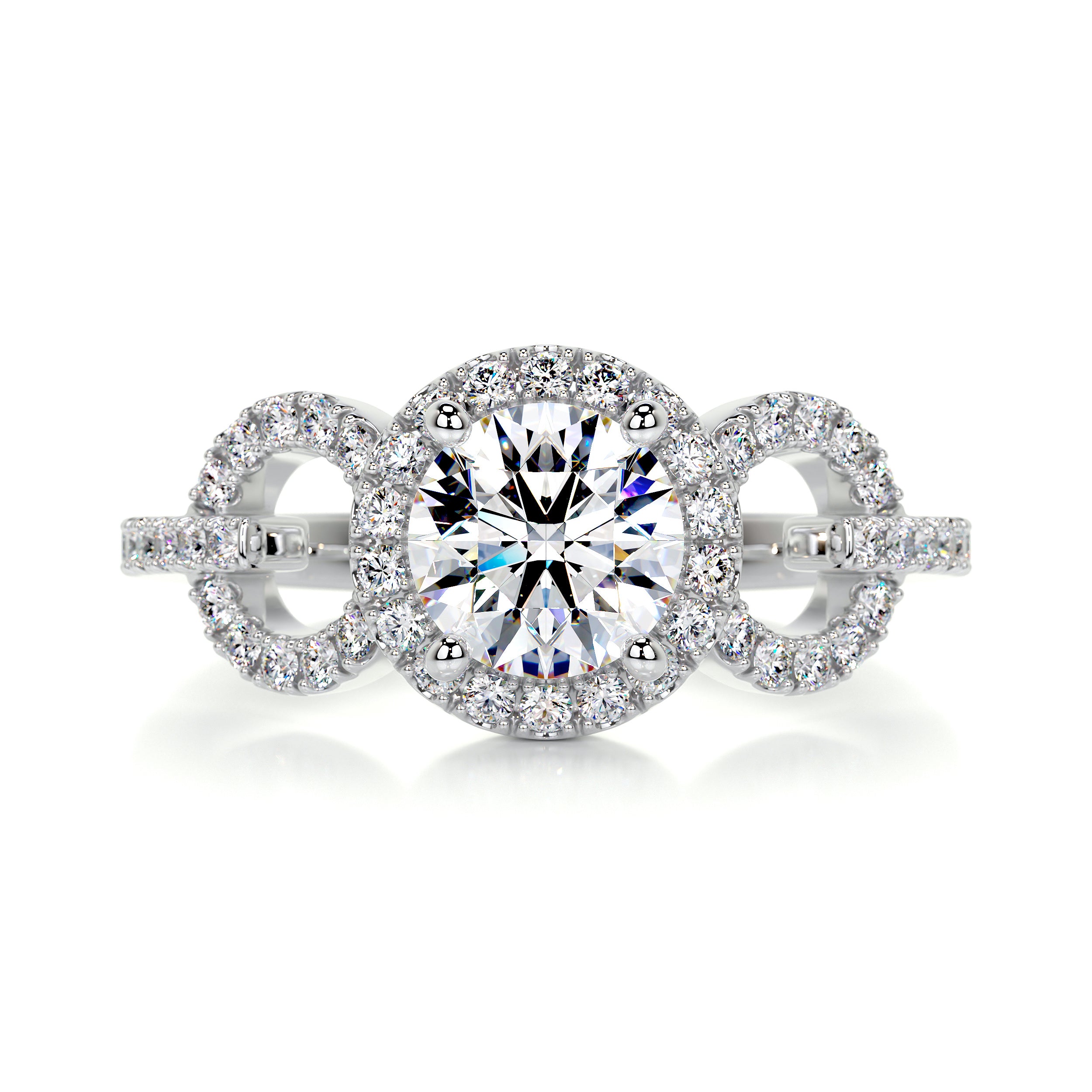 Elize Moissanite & Diamonds Ring -14K White Gold