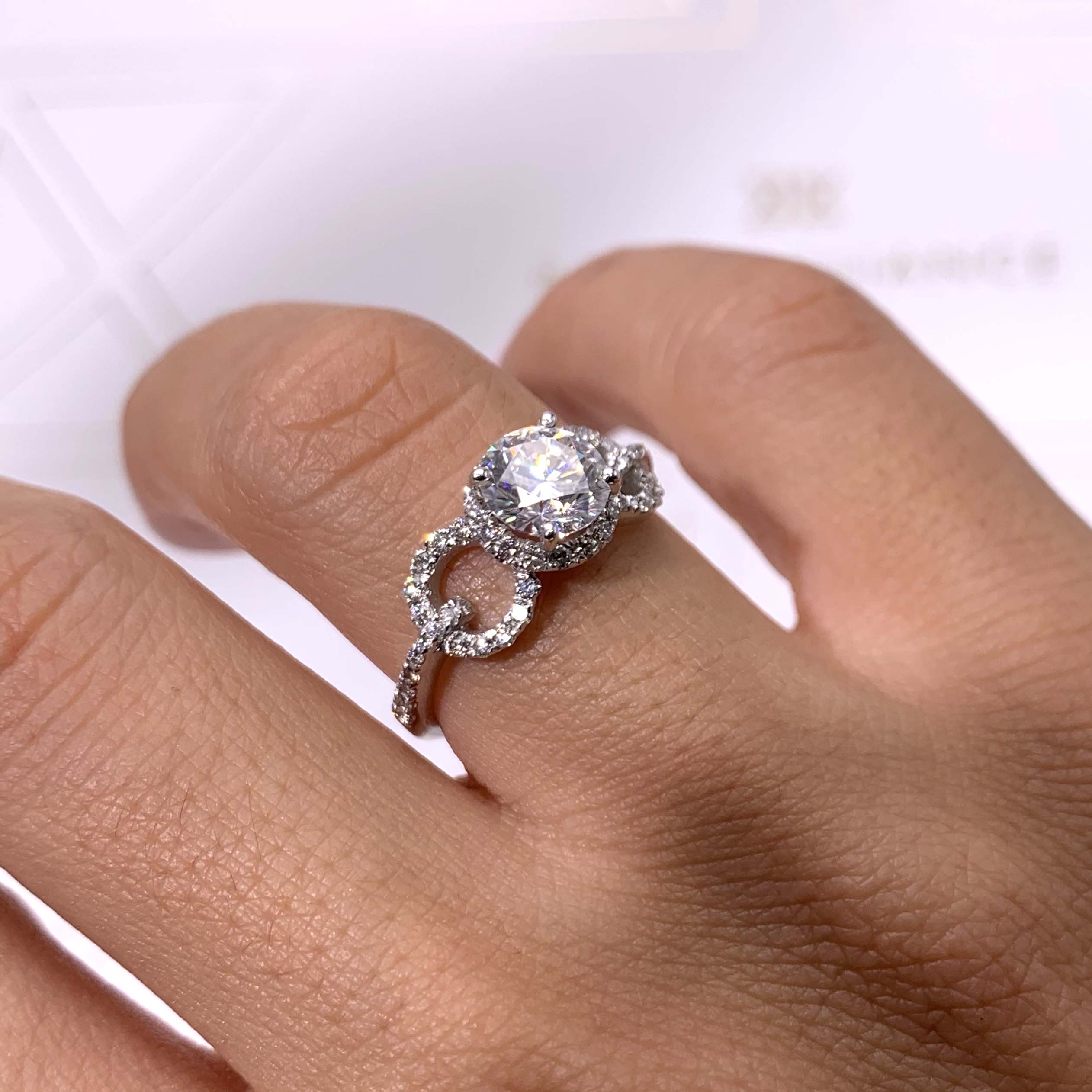 Elize Moissanite & Diamond Ring -14K White Gold