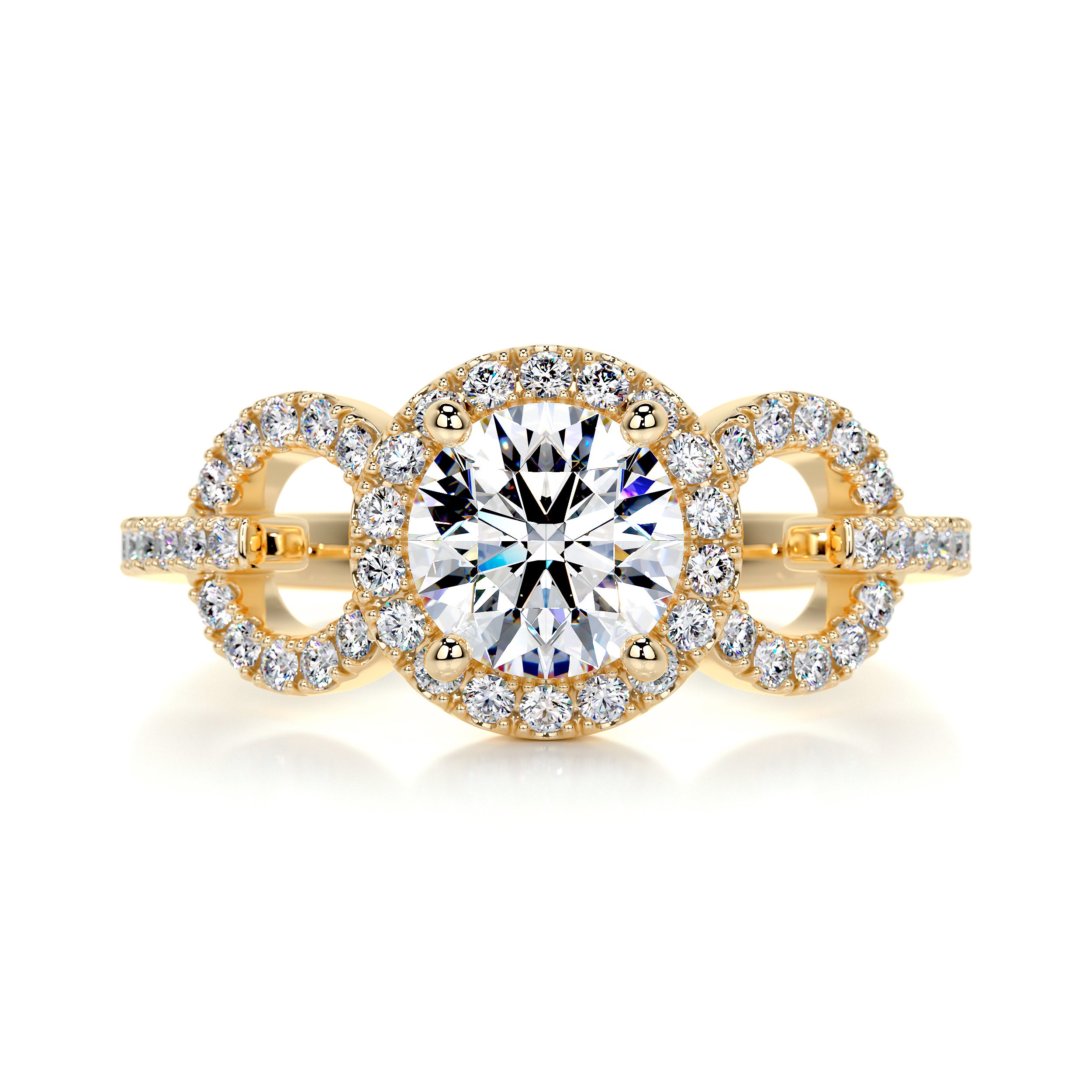 Elize Moissanite & Diamonds Ring -18K Yellow Gold