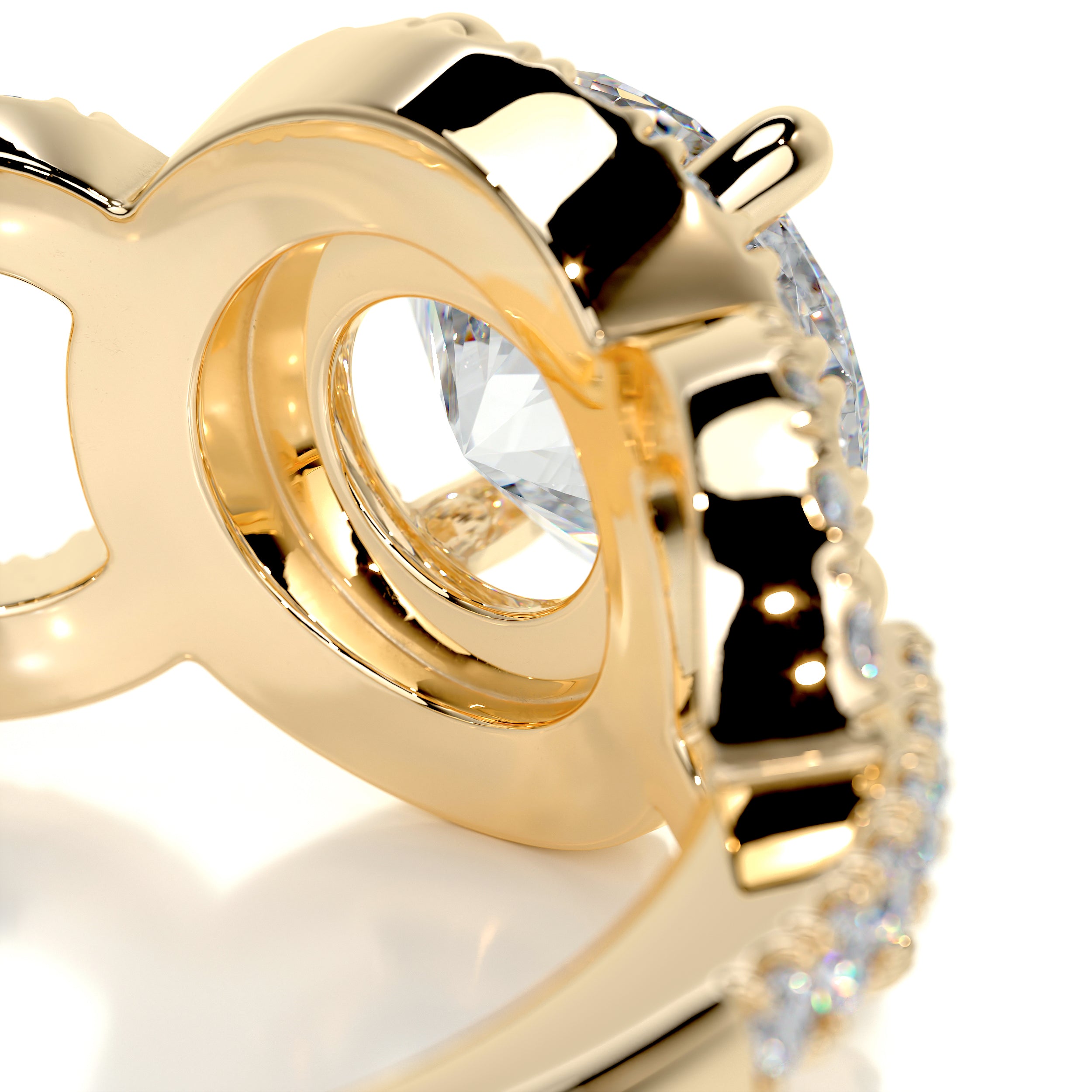 Elize Moissanite & Diamond Ring -18K Yellow Gold