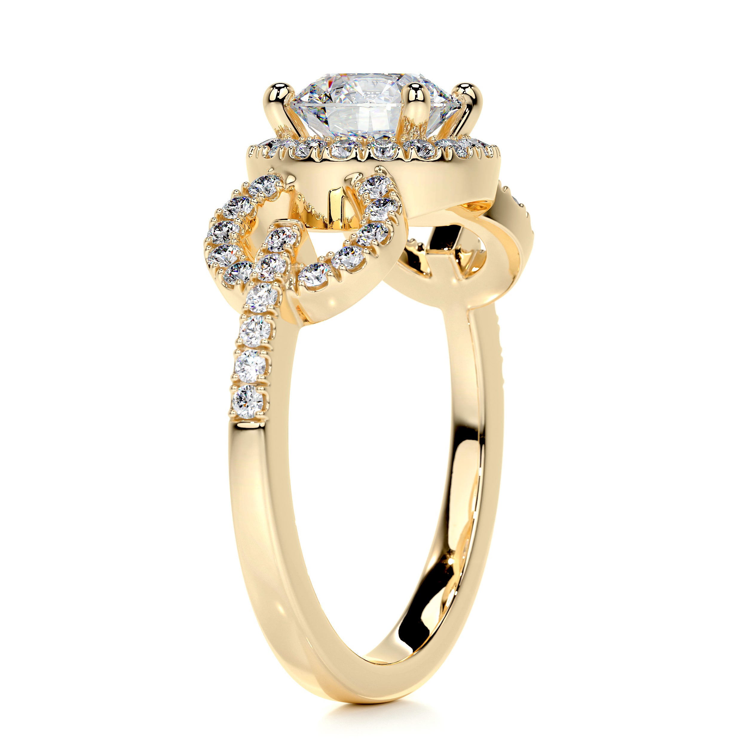 Elize Moissanite & Diamonds Ring -18K Yellow Gold