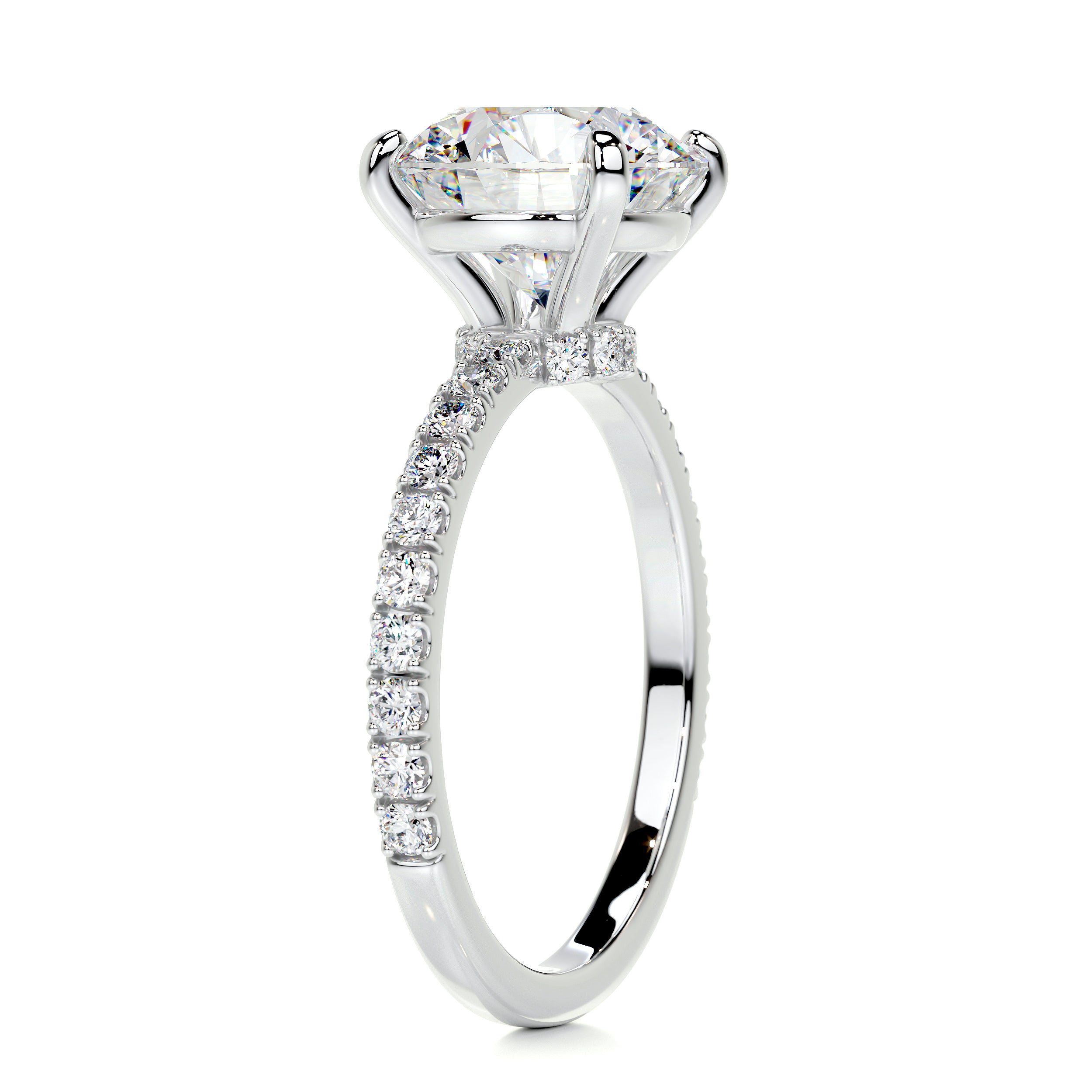 Eleanor Moissanite & Diamond Ring -14K White Gold