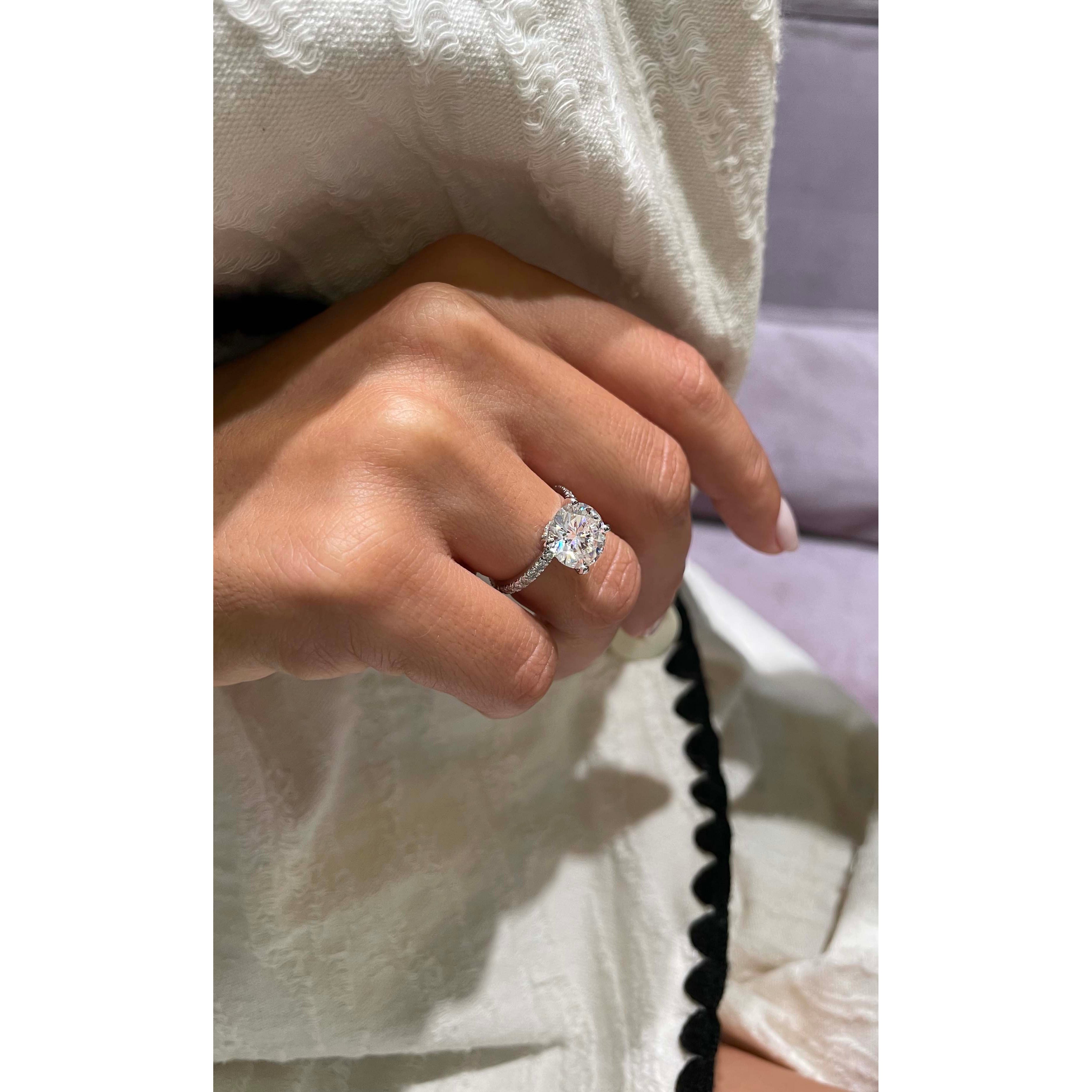 Eleanor Moissanite & Diamond Ring -14K White Gold