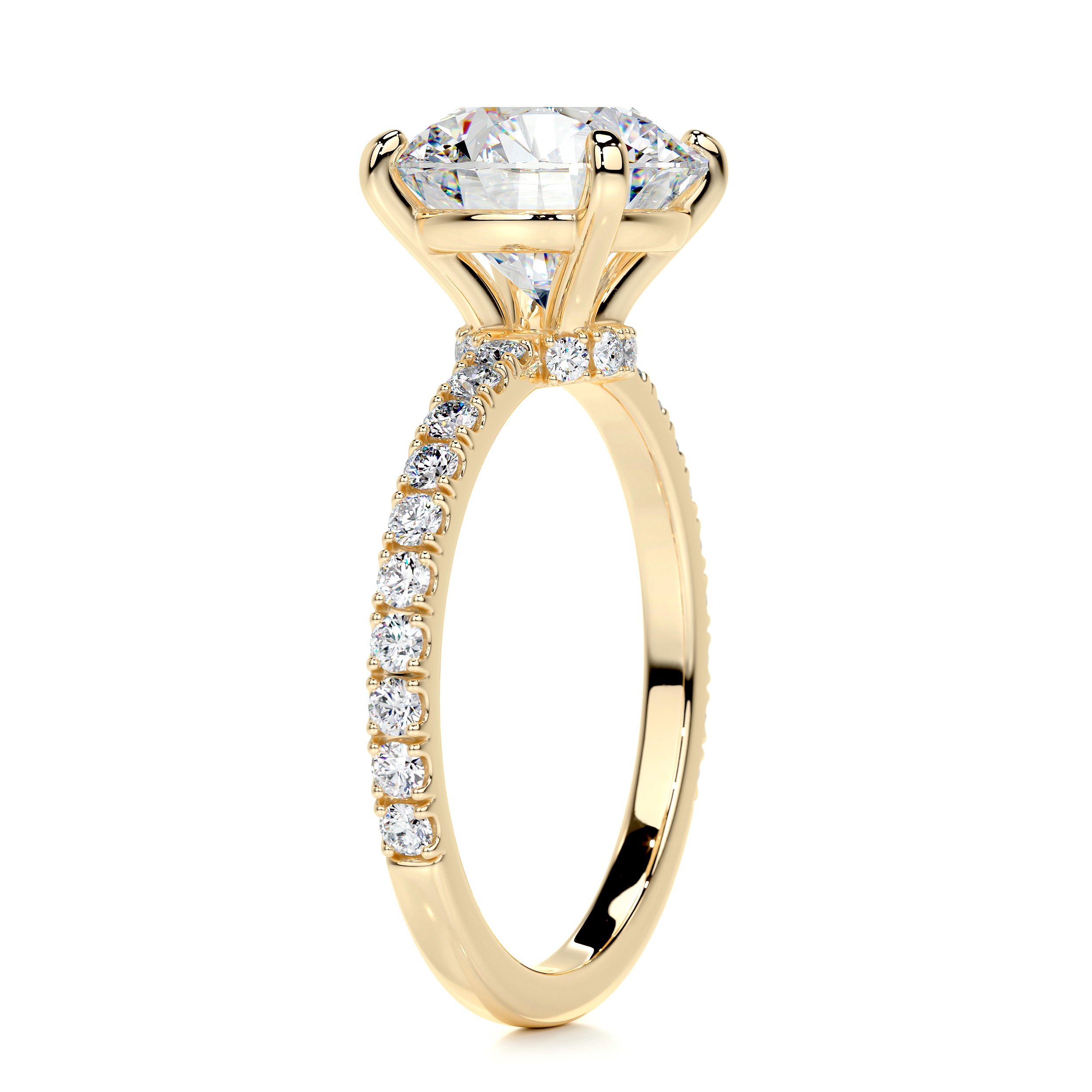 Eleanor Moissanite & Diamond Ring -18K Yellow Gold