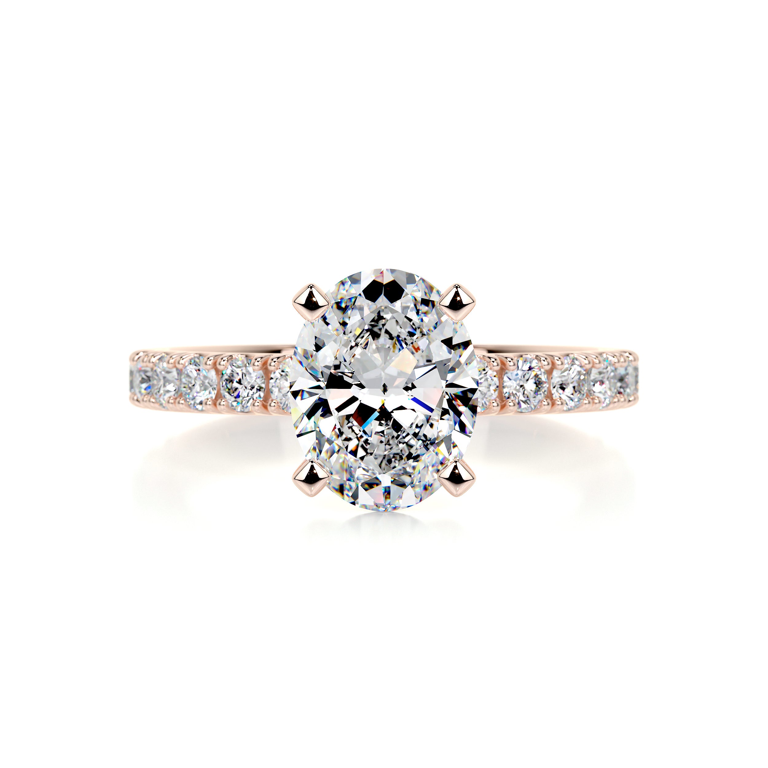 Alison Moissanite & Diamond Ring -14K Rose Gold