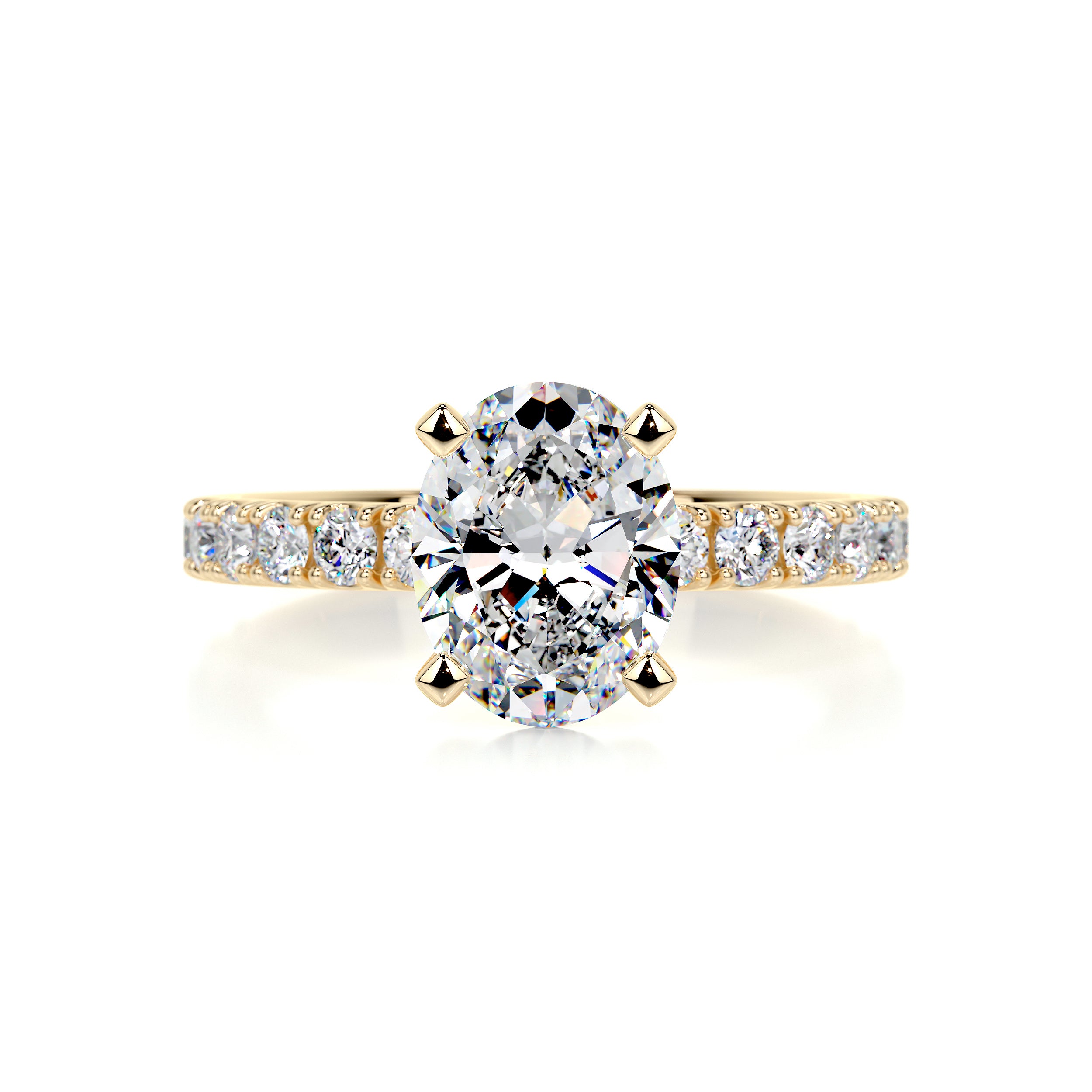 Alison Moissanite & Diamond Ring -18K Yellow Gold