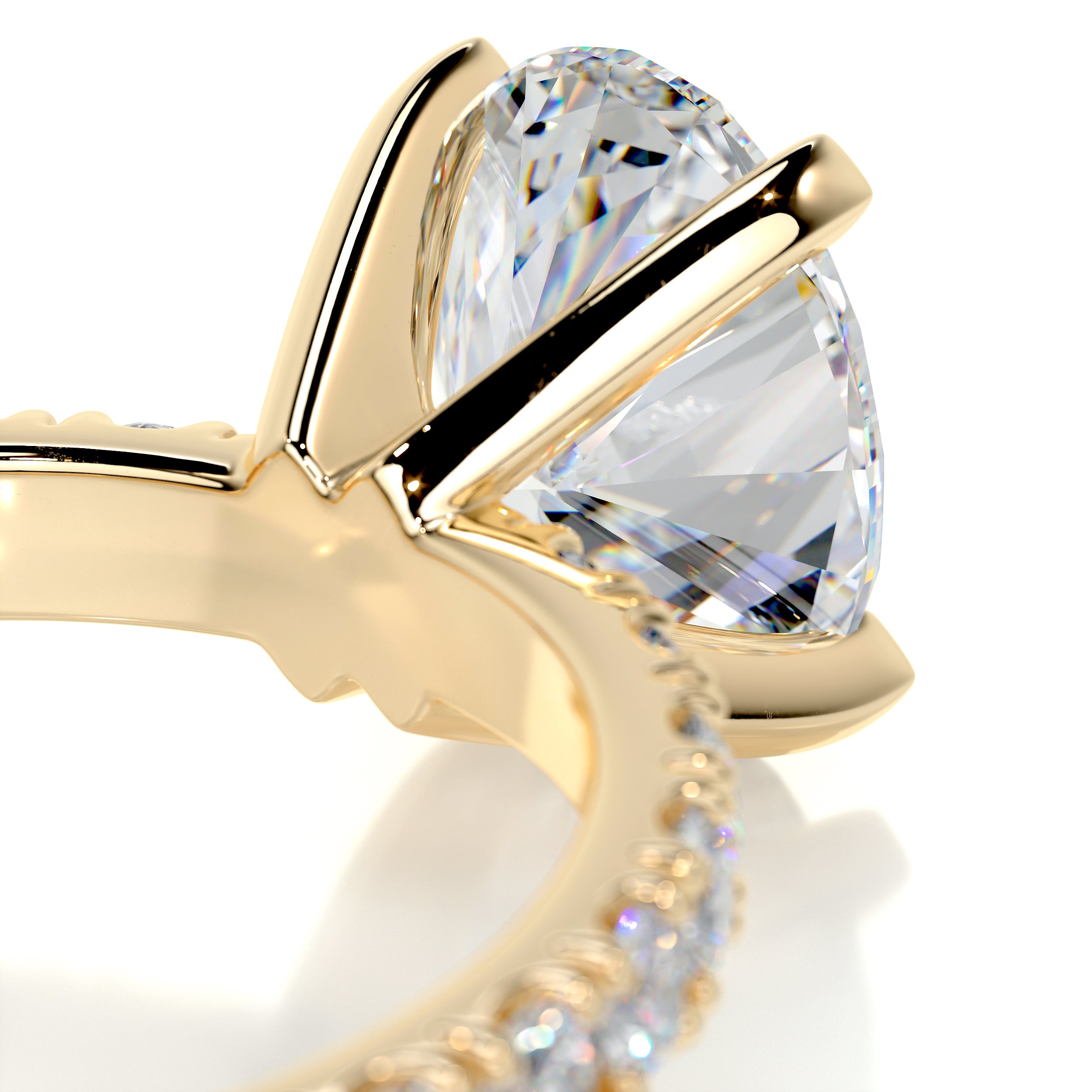 Alison Moissanite & Diamond Ring -18K Yellow Gold
