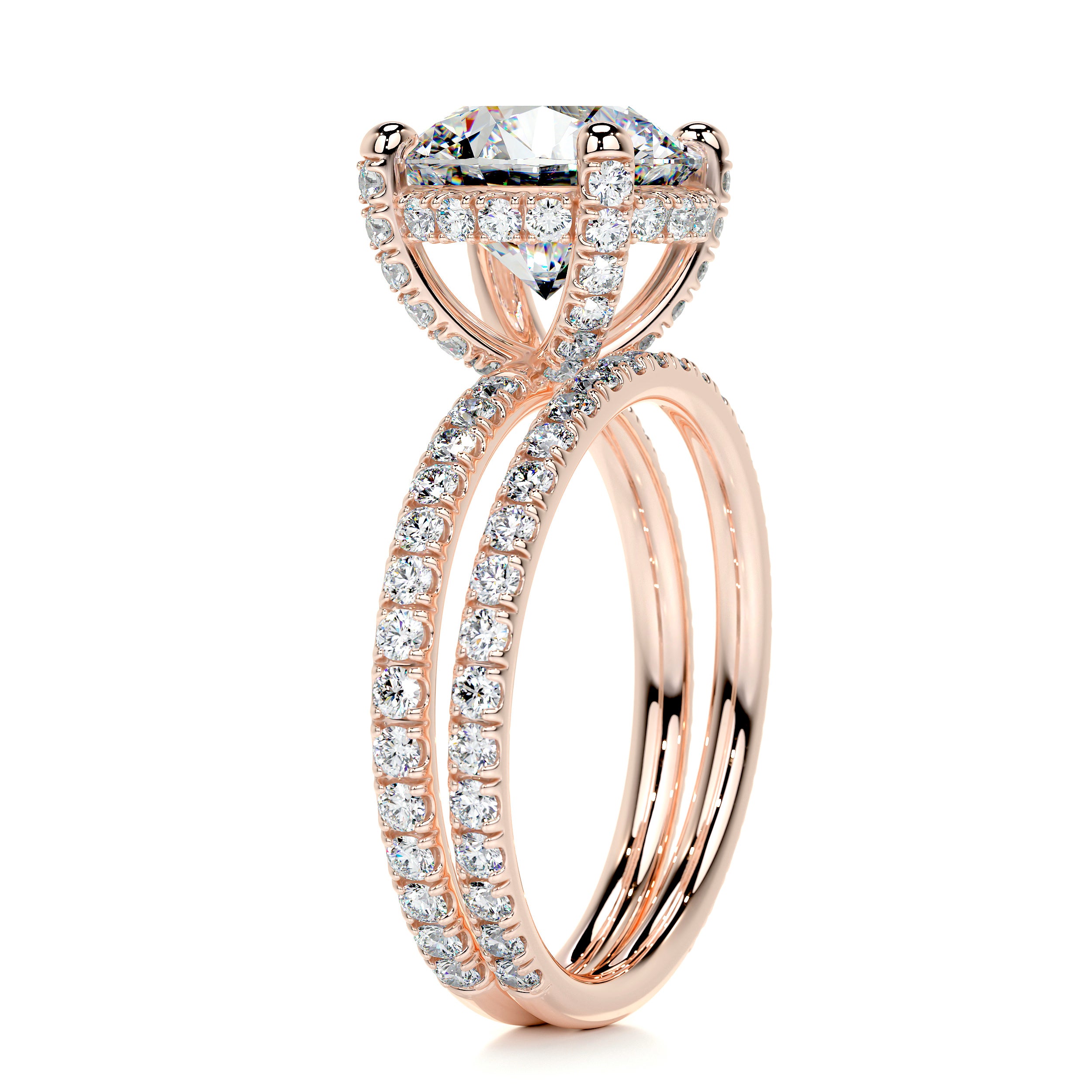 Quinn Moissanite & Diamonds Bridal set -14K Rose Gold